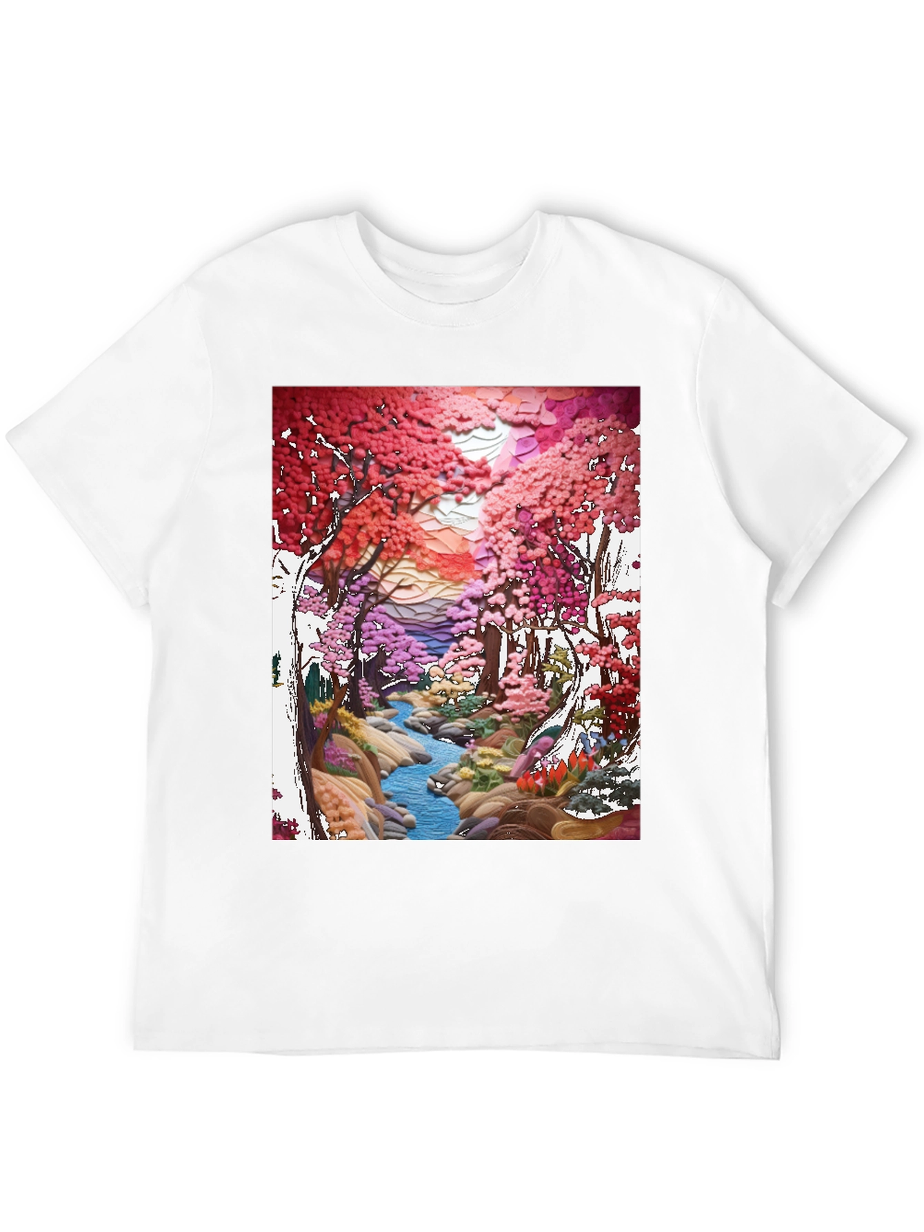 Black Cherry Blossom Stream Art T-Shirt view 12