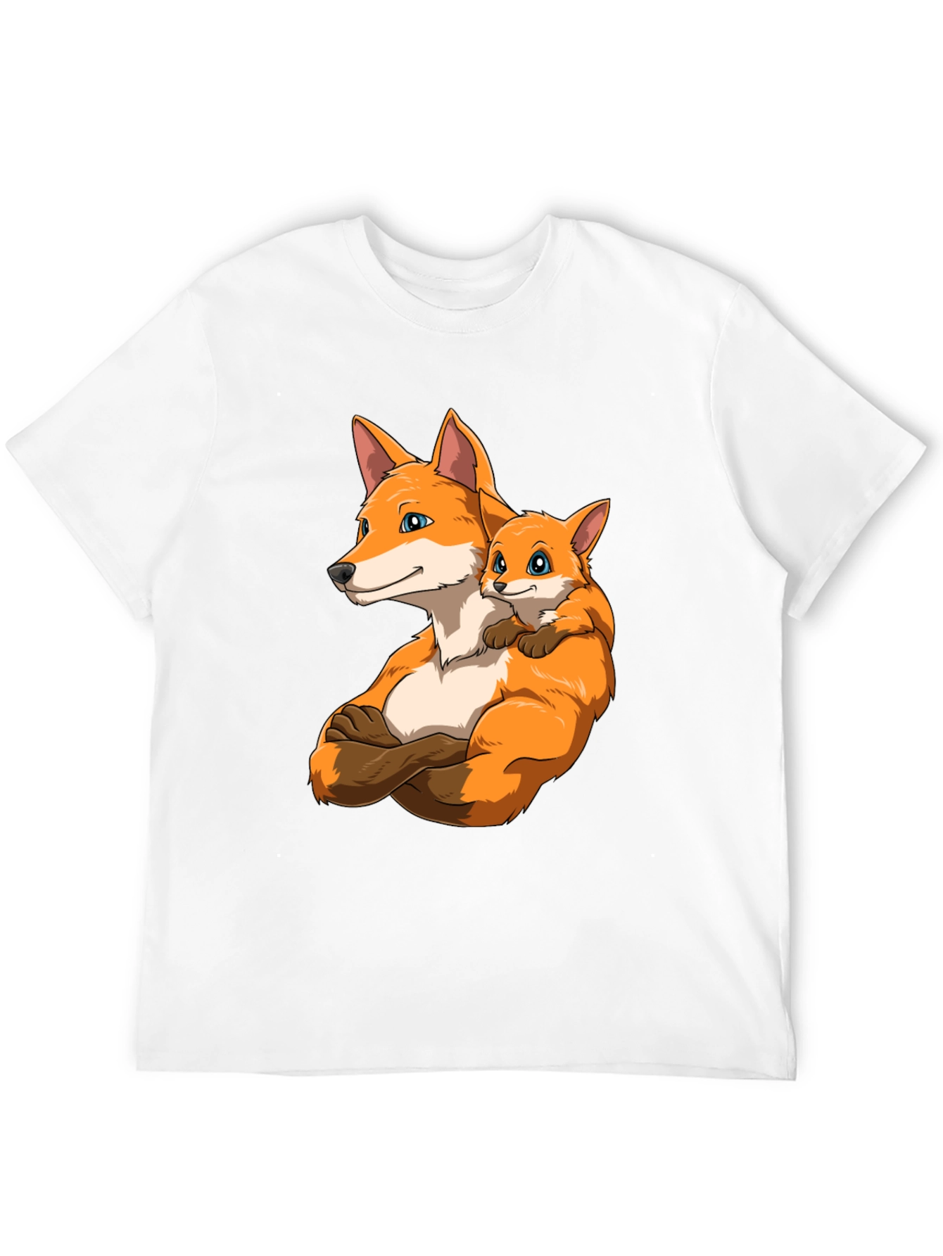 Black Fox Family Black T-Shirt - Cute Cartoon Design view 12