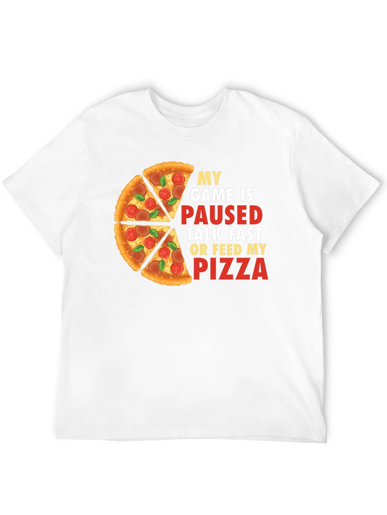 Black My Game is Paused Pizza T-Shirt view 12