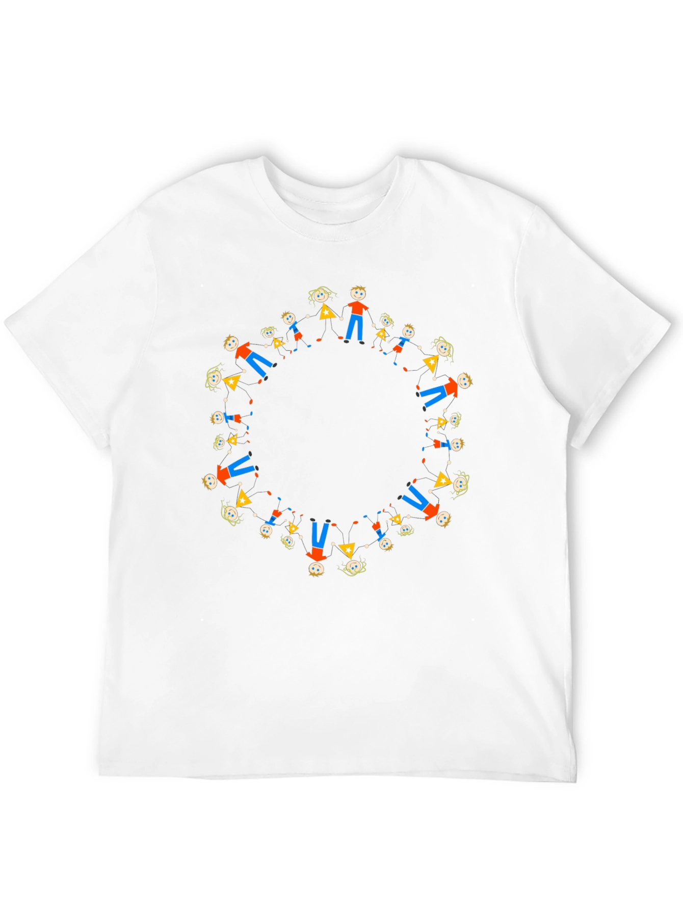 Black Tee with Circle of People Graphic - 12
