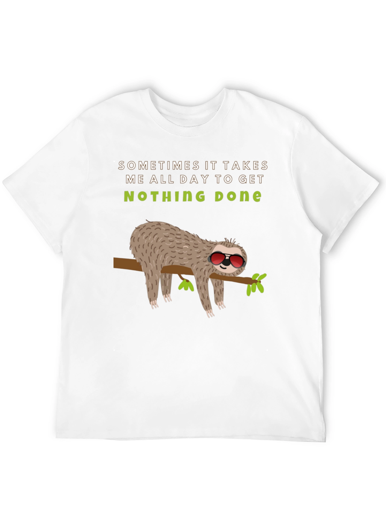 Black Lazy Sloth Graphic Tee -  'Nothing Done' Relaxed T-Shirt view 12
