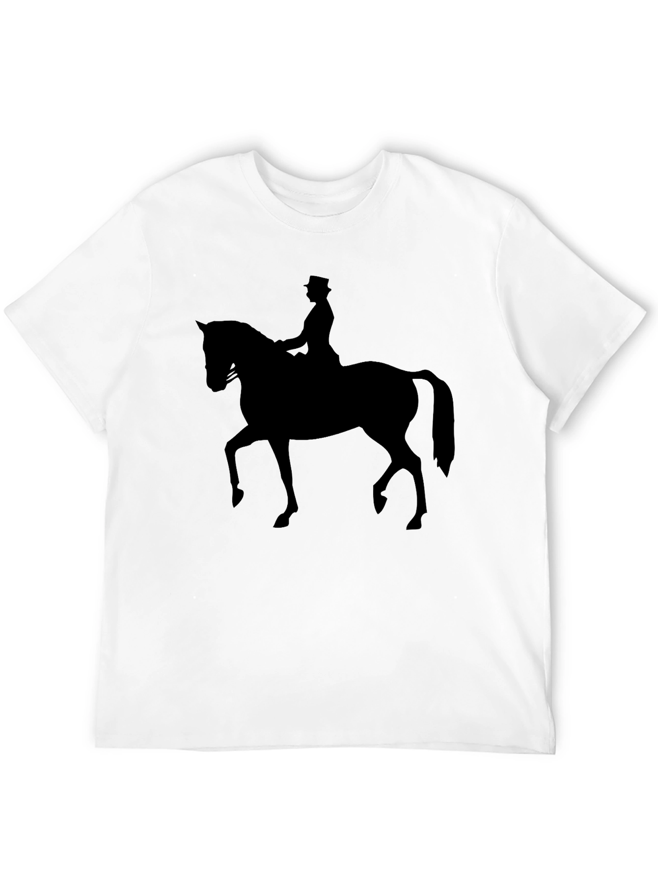 Black Equestrian Silhouette Tee - Classic Black Cotton T-Shirt view 12