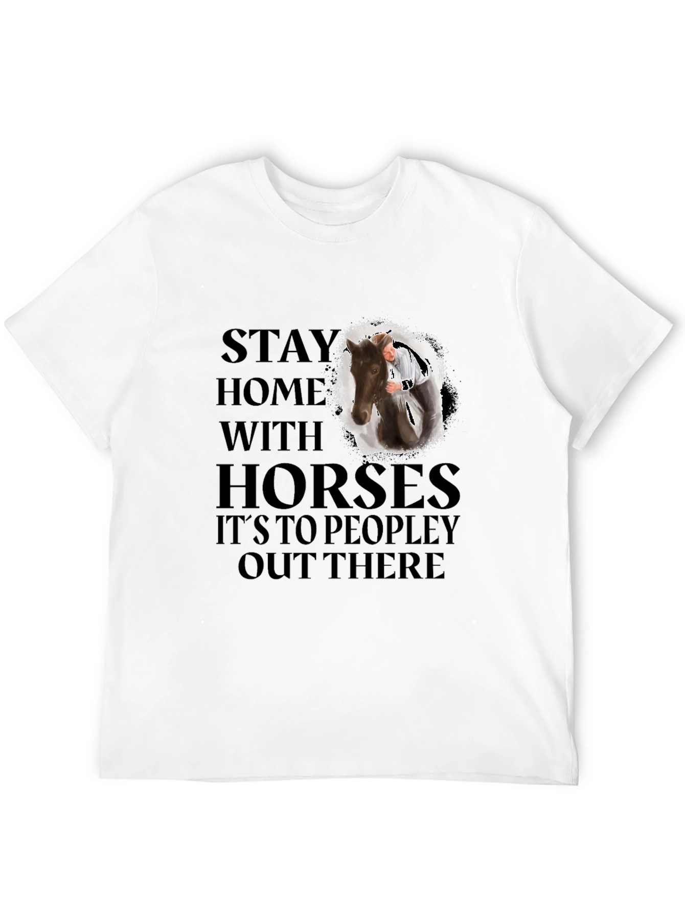Black Stay Home With Horses Graphic Tee view 12