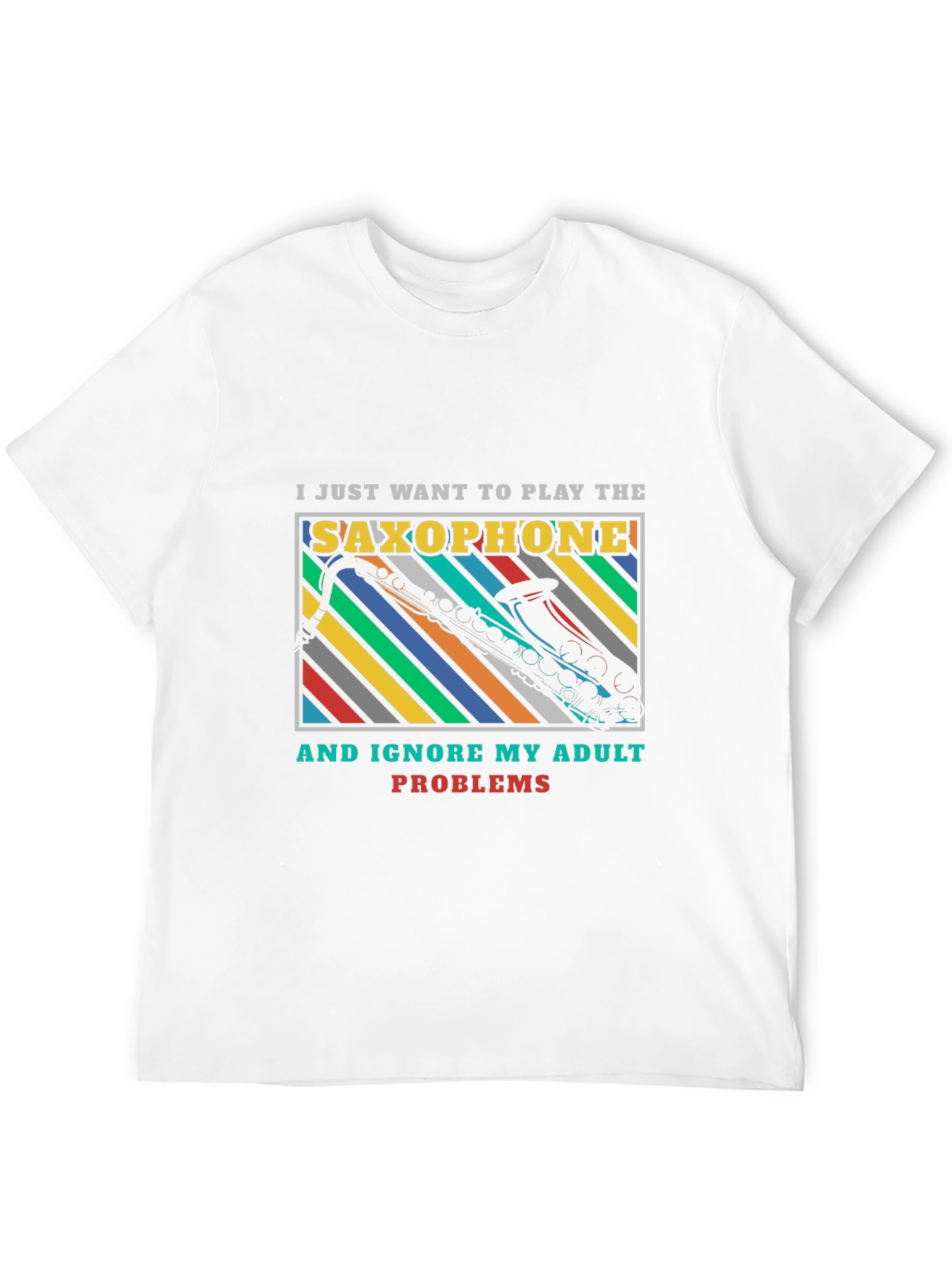 Black Saxophone Adult Problems Graphic T-Shirt view 12