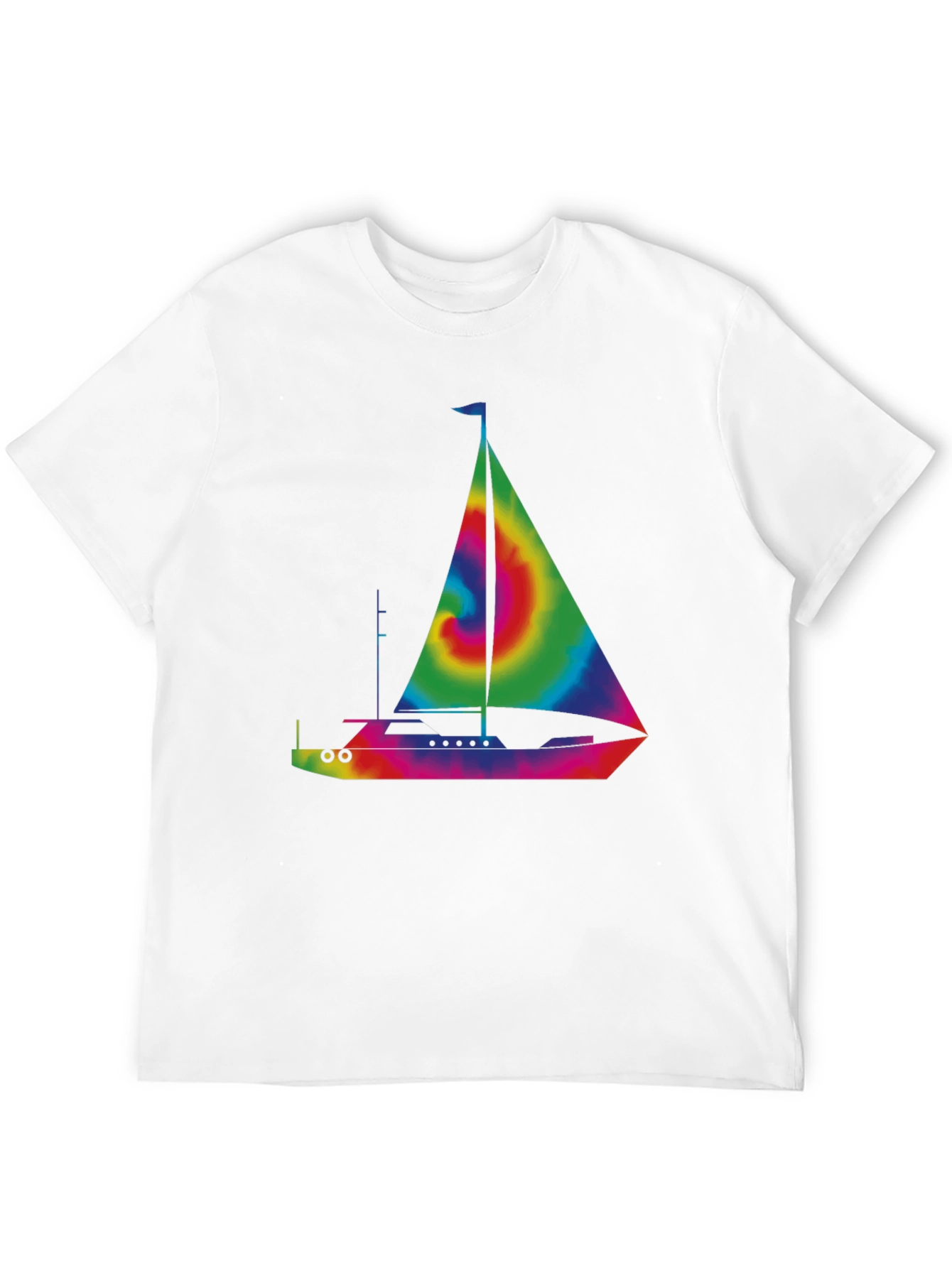 Black Tie-Dye Sailboat Graphic T-Shirt - Black view 12