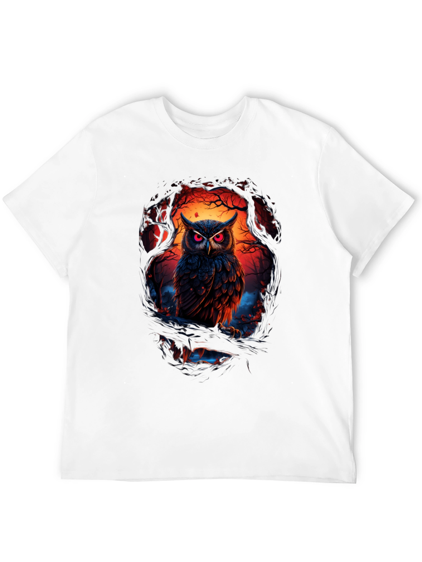Owl Graphic Print Tee - Men's Black T-Shirt - 12