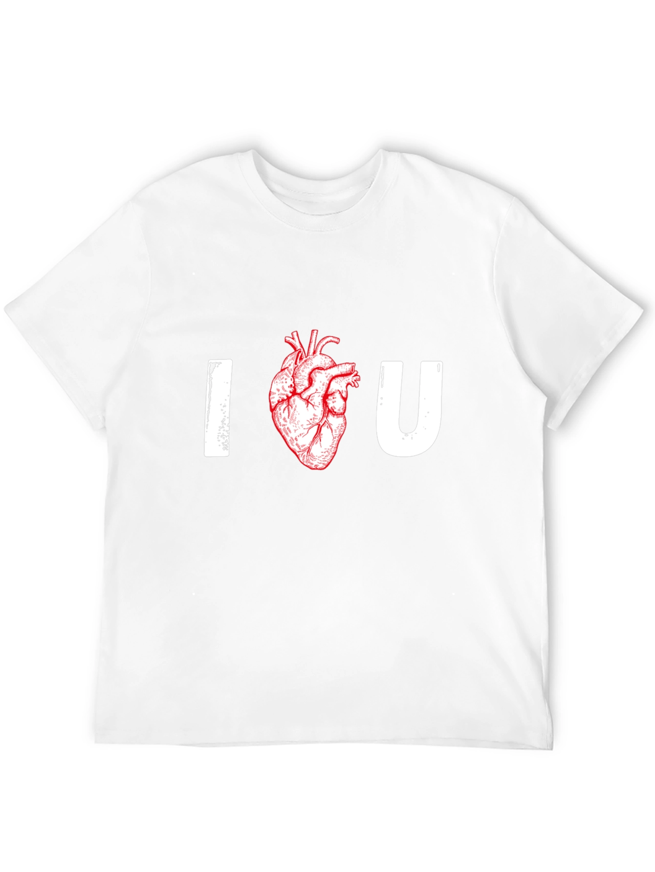 Black I Heart U Graphic Tee - Anatomical Heart T-Shirt view 12