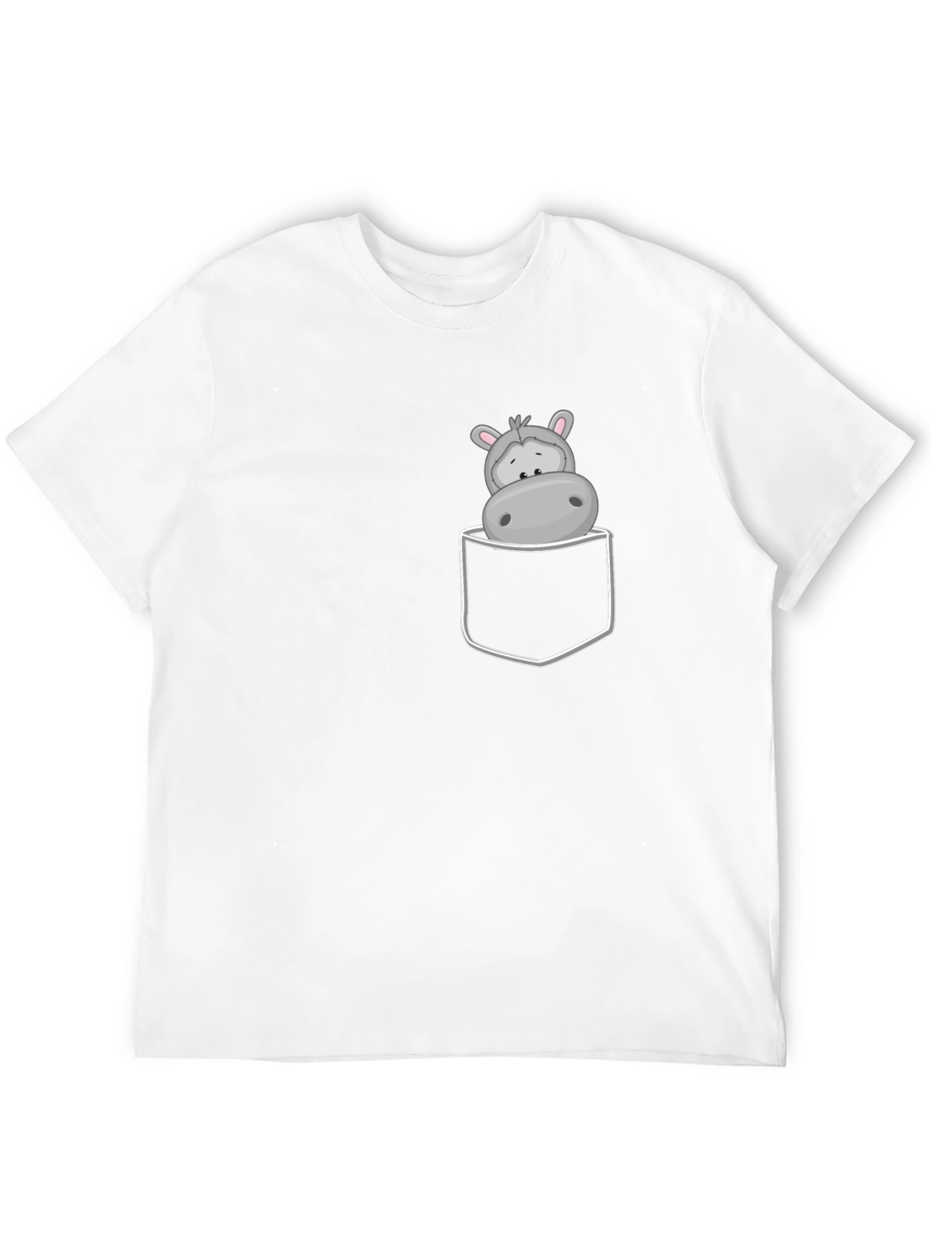 Black Hippo Pocket Tee - Cute Cartoon Graphic view 12
