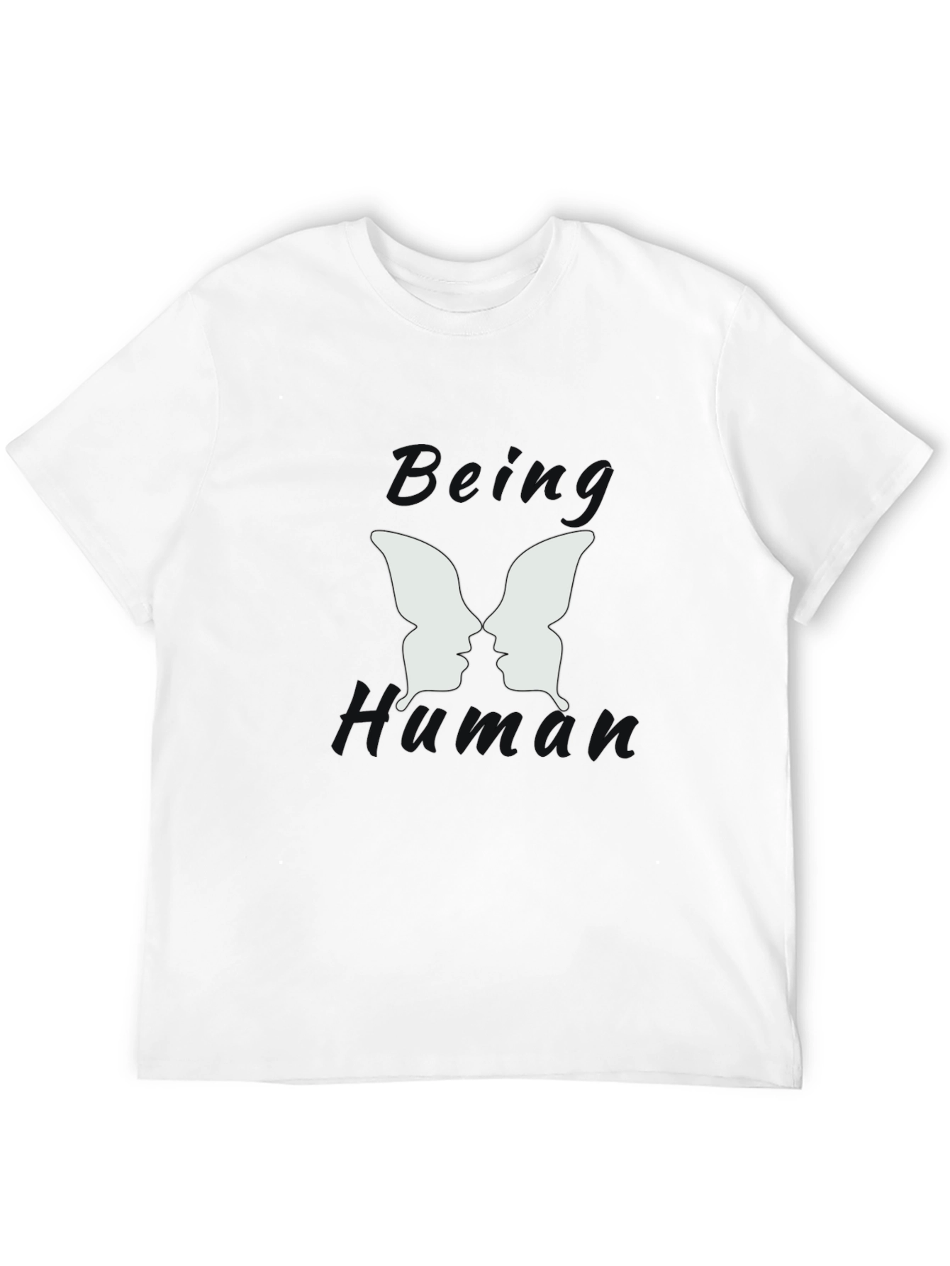 Black Being Human Black Graphic T-Shirt - Butterfly Face Design view 12