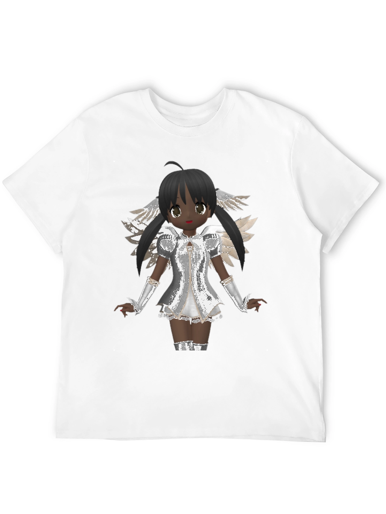 Black Anime Angel Graphic T-Shirt - Black Cotton Tee view 12