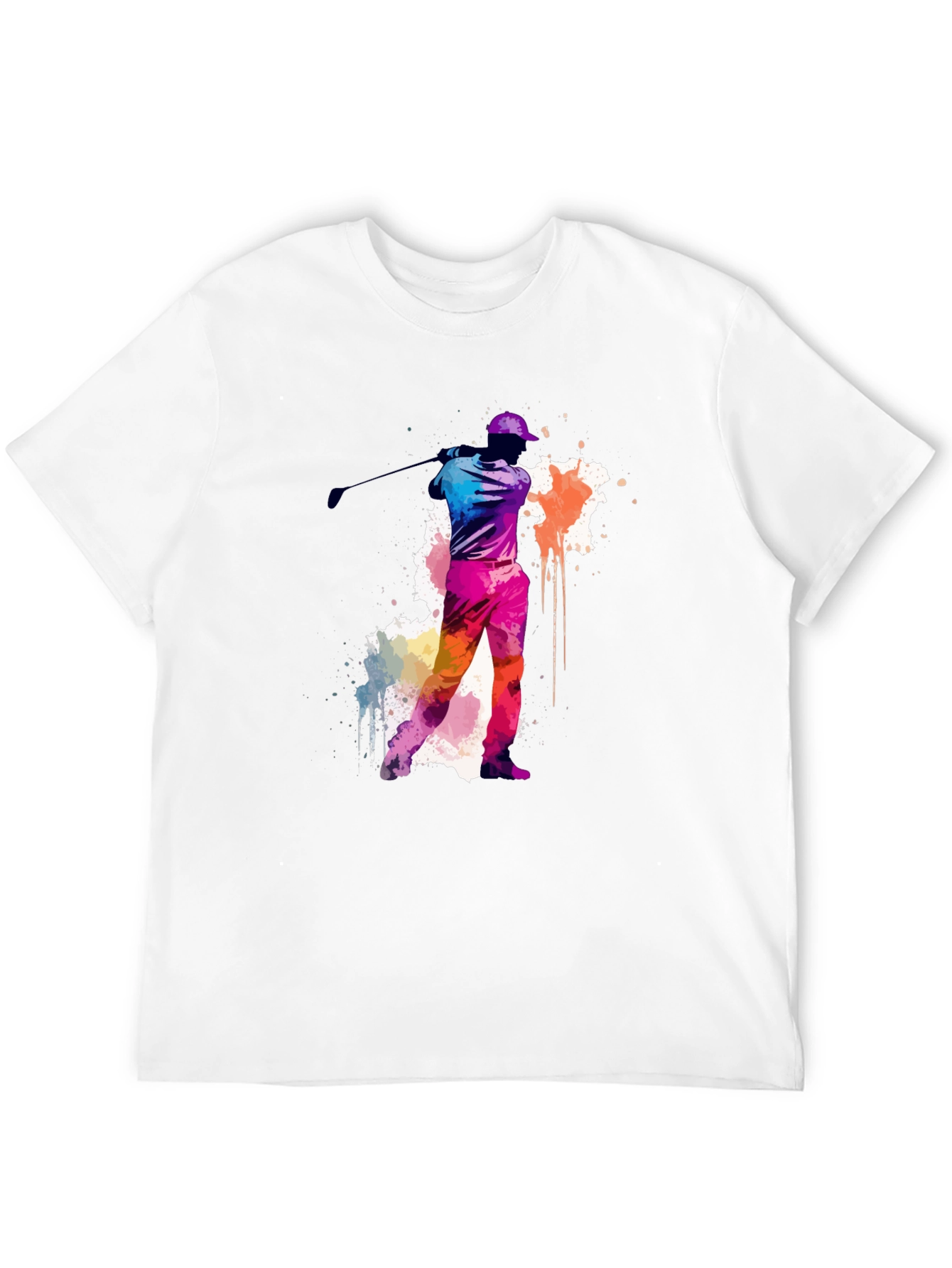 Black Golfing Watercolor Tee - Black Cotton T-Shirt view 12