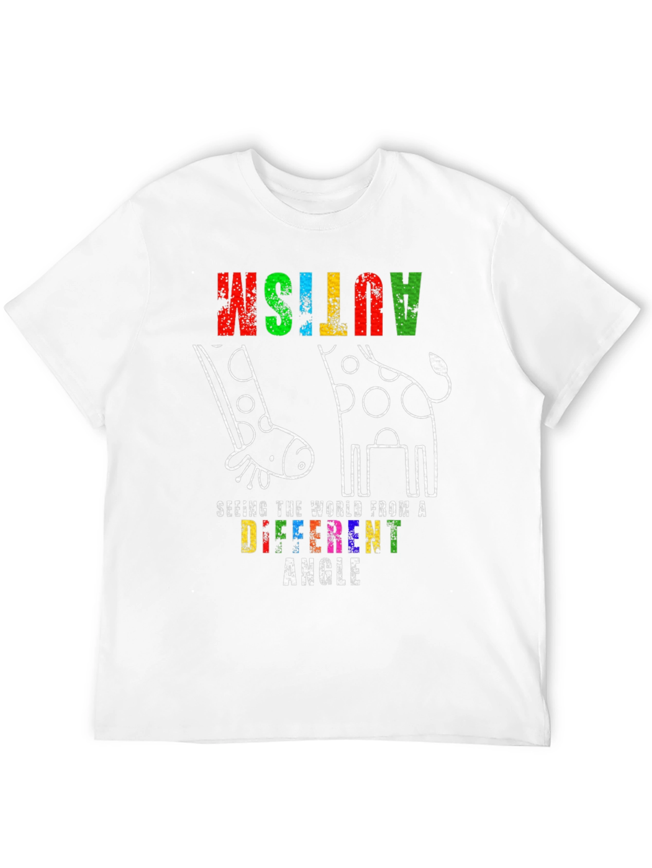 Black Autism Awareness Giraffe T-Shirt - See the World Differently view 12