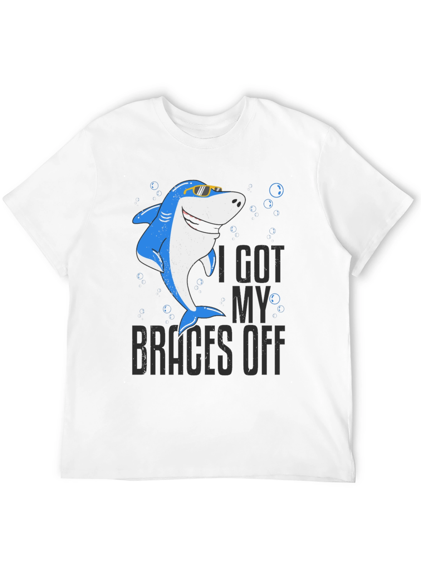 Black I Got My Braces Off Shark Tee view 12