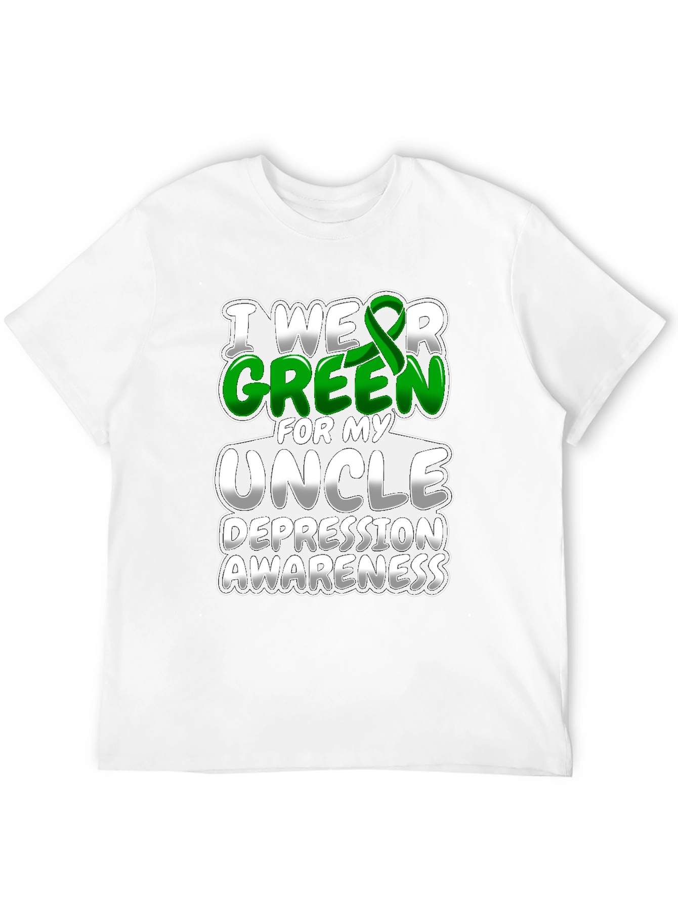 Black I Wear Green for My Uncle Depression Awareness T-Shirt view 12