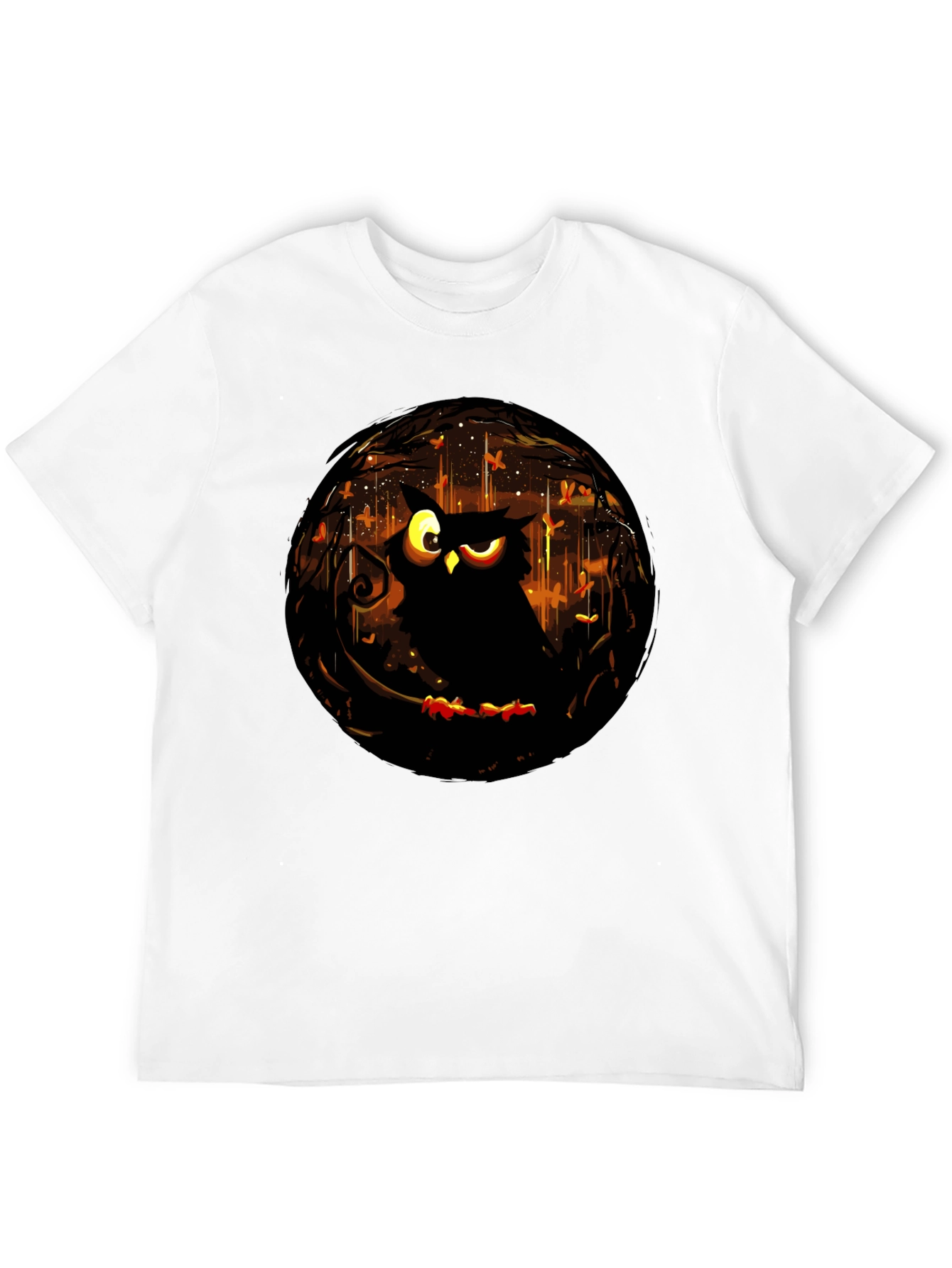 Black Owl Graphic Tee - Dark Forest Design T-Shirt view 12