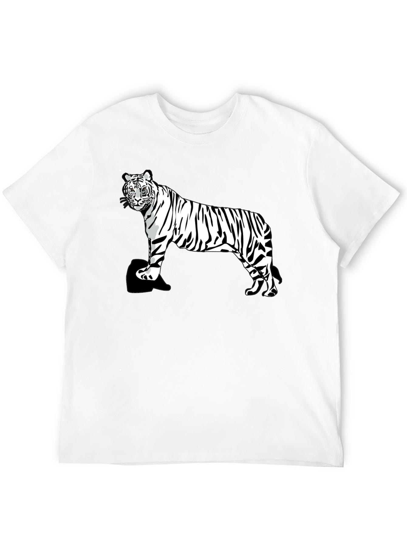 Black White Tiger Graphic Tee - Men's Black T-Shirt view 12