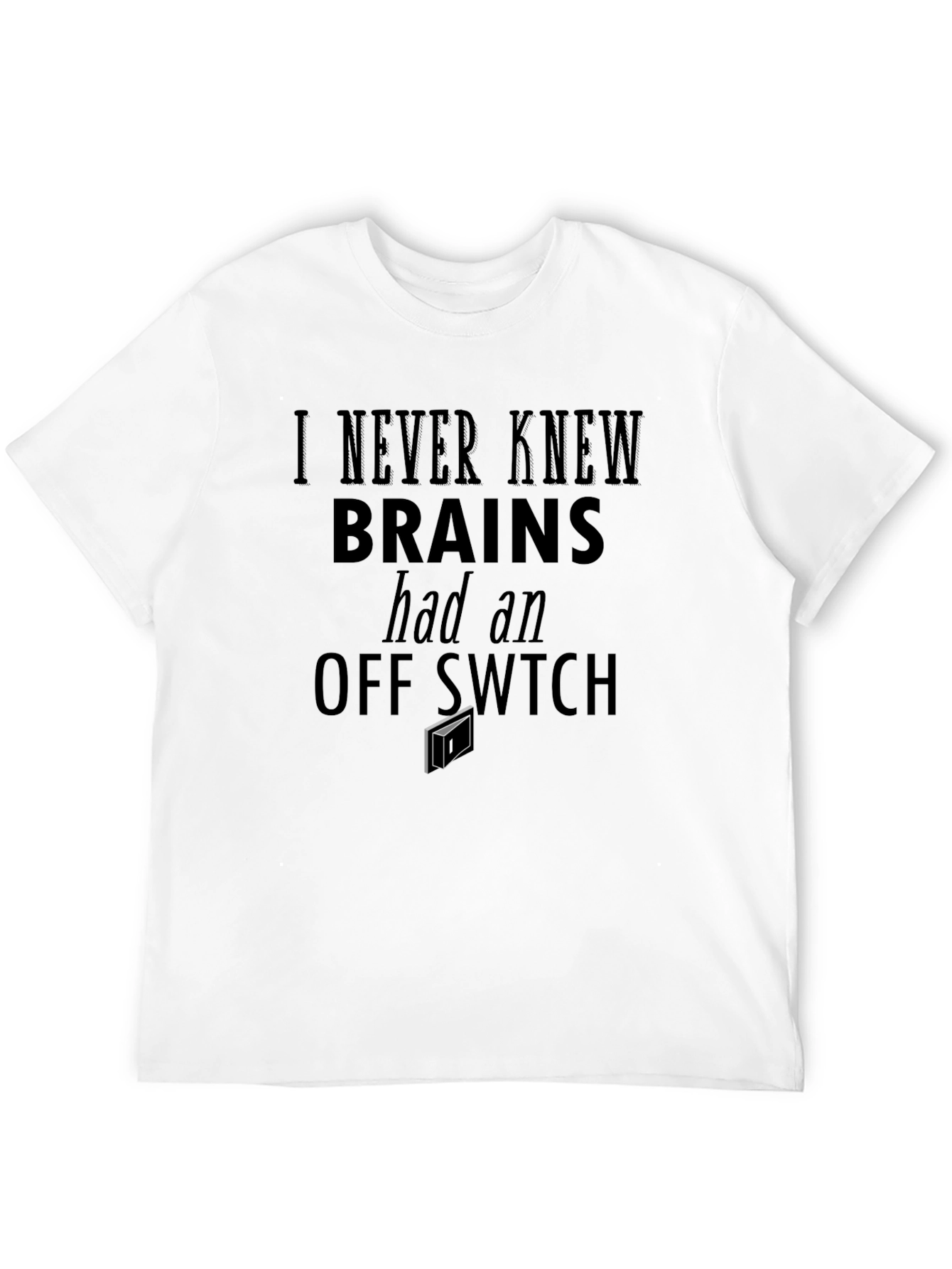 Black Brain Off Switch Graphic Tee - Funny Novelty T-Shirt view 12