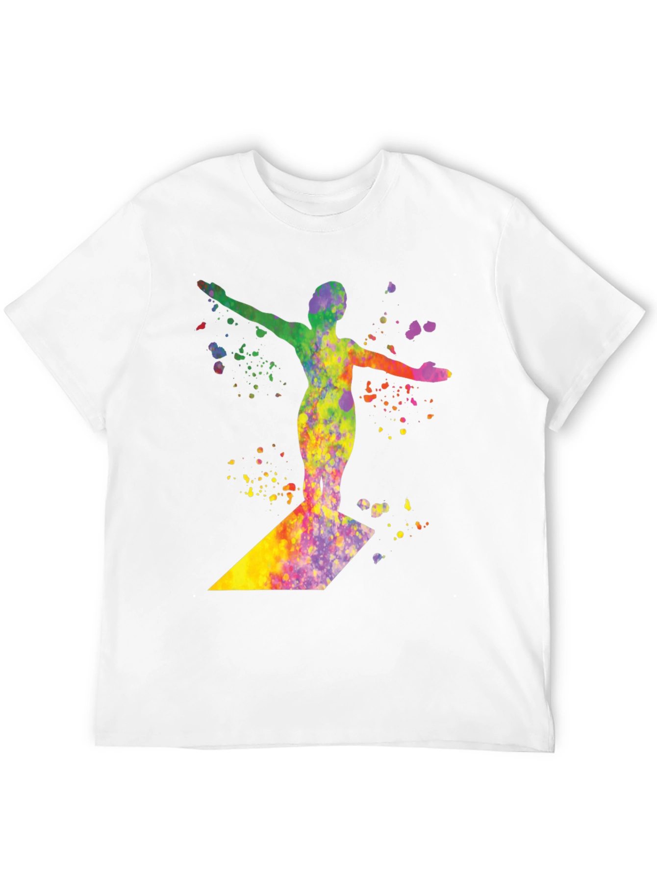 Black Watercolor Surfer Graphic Tee - Black Cotton T-Shirt view 12