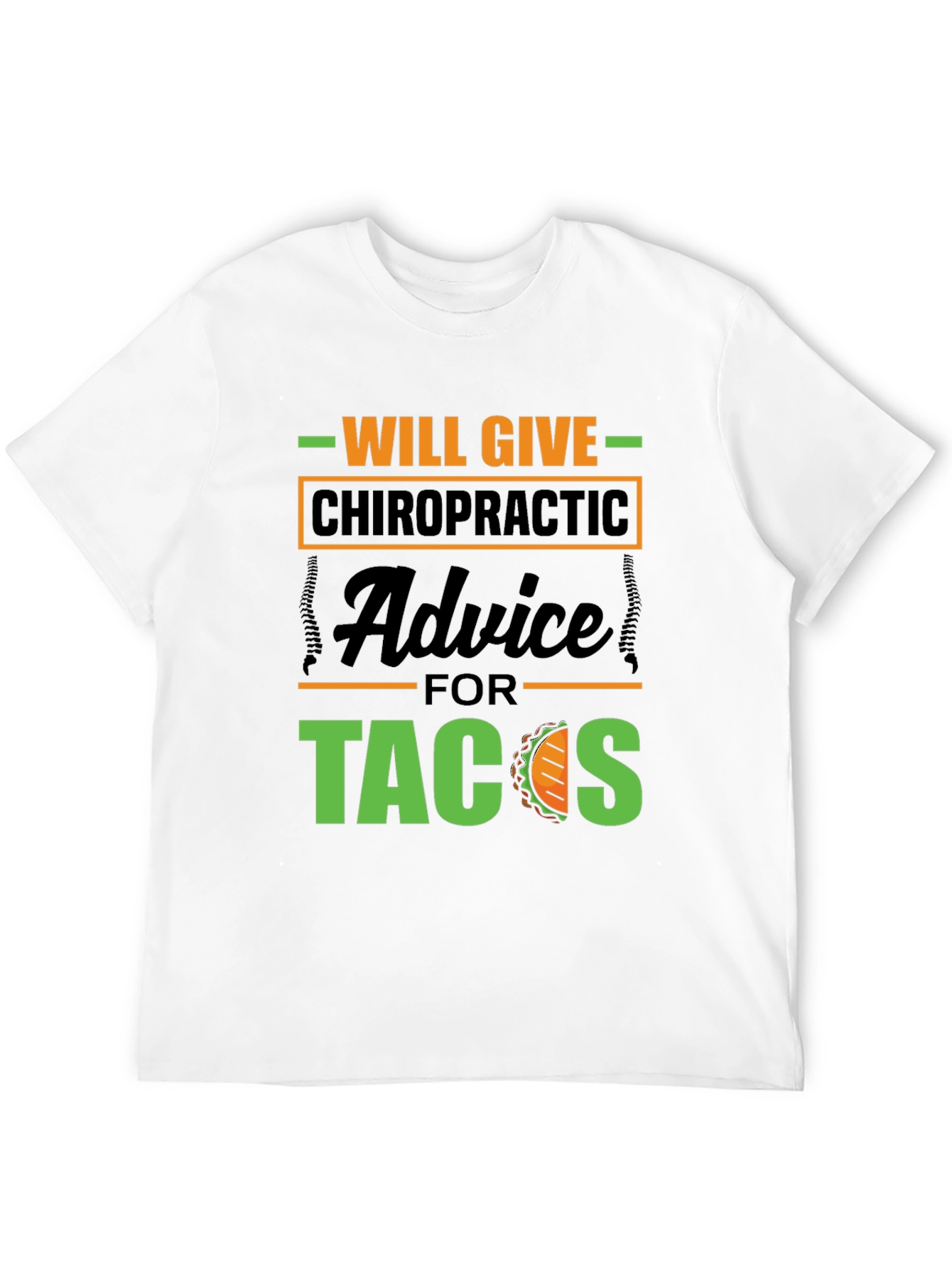 Black Chiropractic Advice for Tacos Graphic Tee view 12