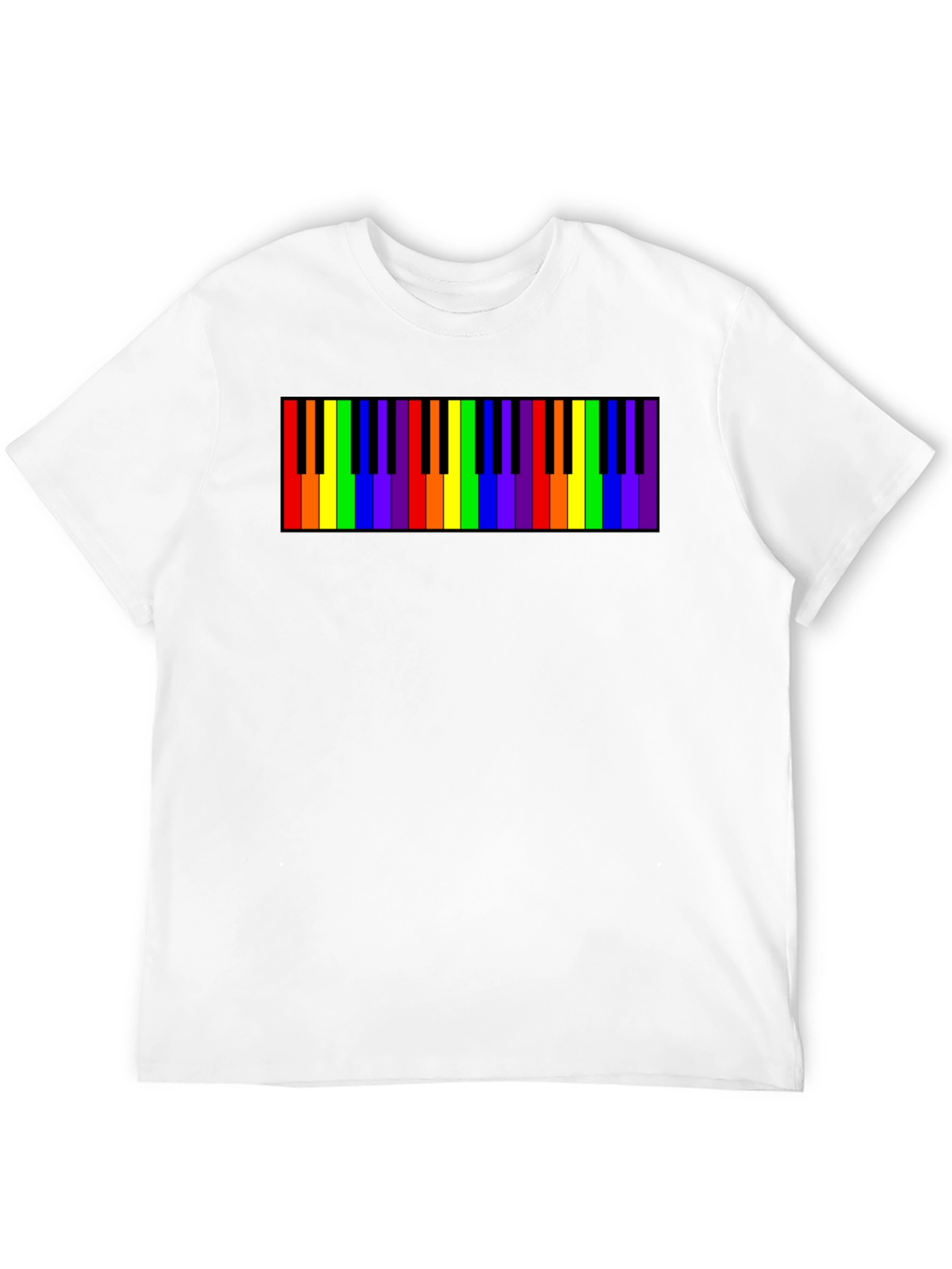 Black Rainbow Piano Keys Graphic Tee - Black Cotton T-Shirt view 12