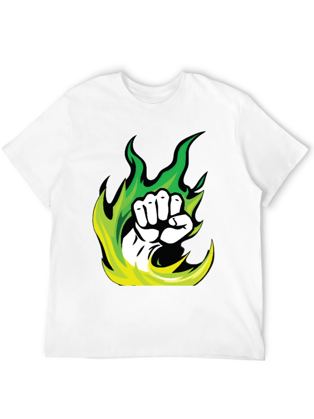 Black Fiery Fist Graphic Tee - Black Cotton Blend T-Shirt view 12