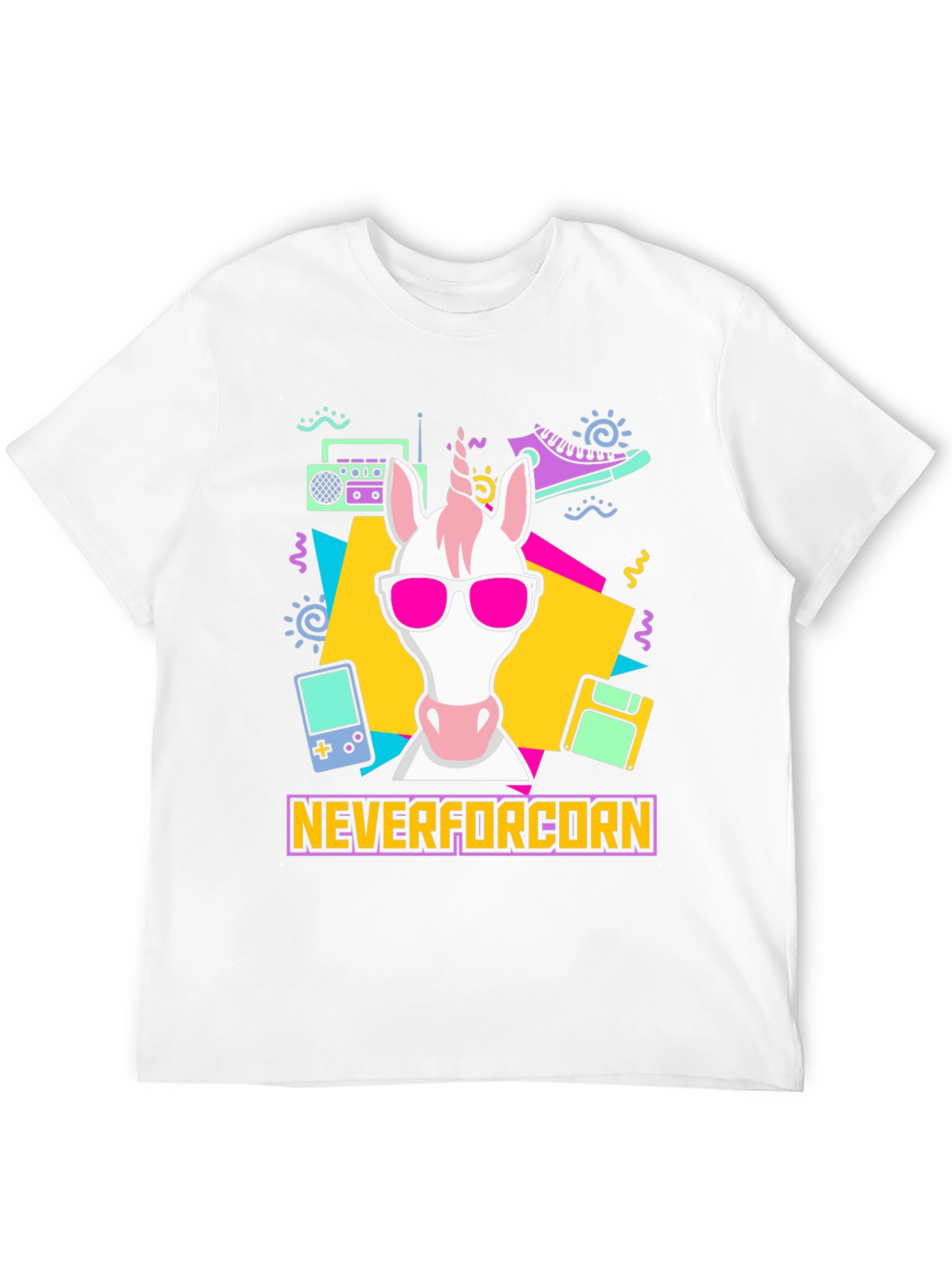 Black NeverforCORN 80s Retro Unicorn T-Shirt view 12