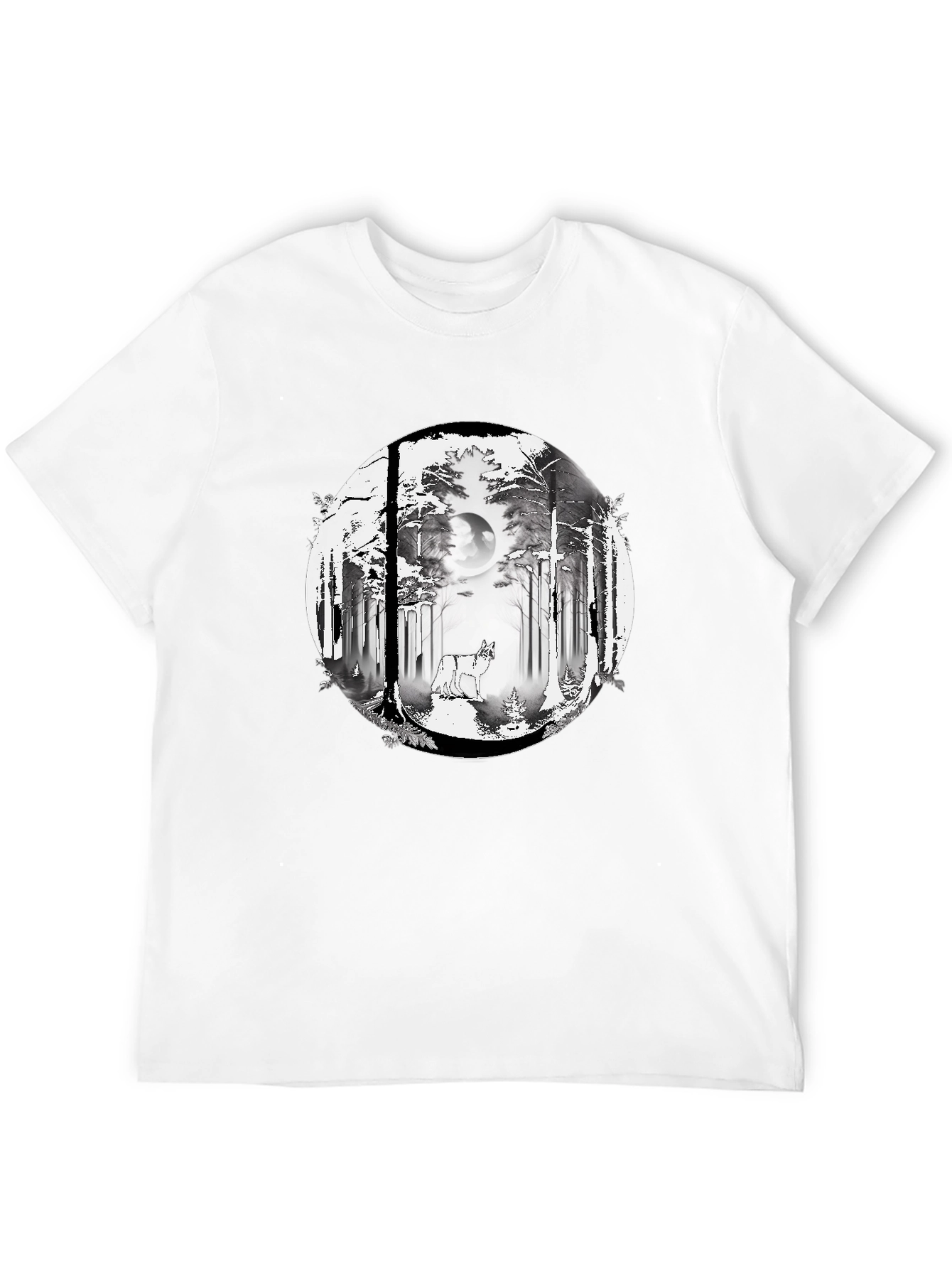 Black Wolf Forest Graphic Tee - Stylish Black T-Shirt view 12