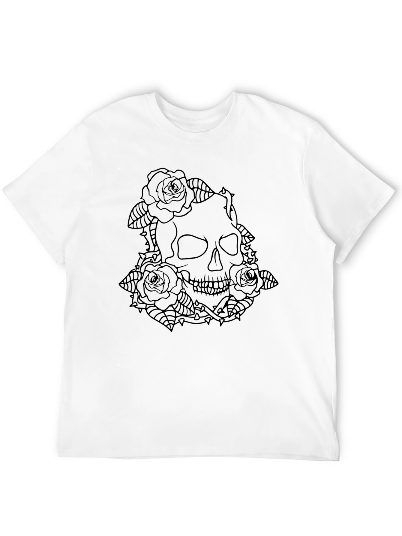 Black Skull & Roses Graphic Tee - Edgy Dark Style view 12