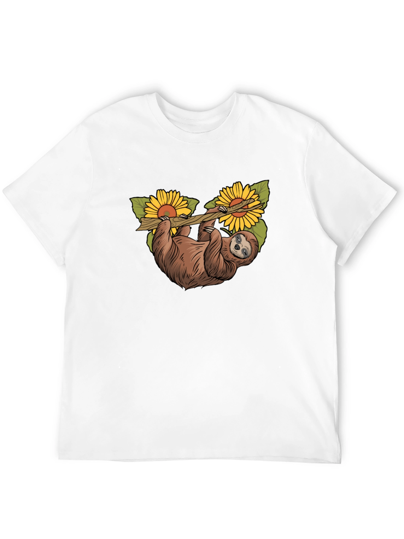 Black Sloth & Sunflower Graphic T-Shirt - Unique Design view 12