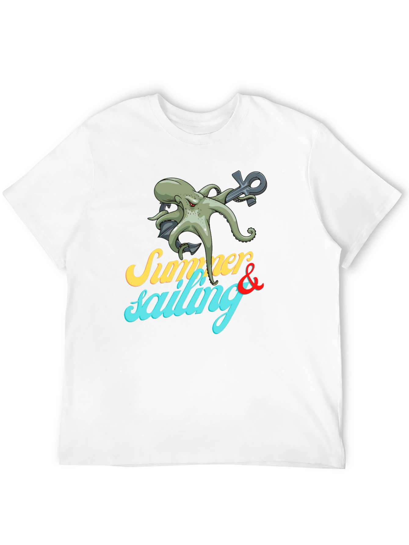 Black Summer Sailing Octopus Graphic Tee view 12