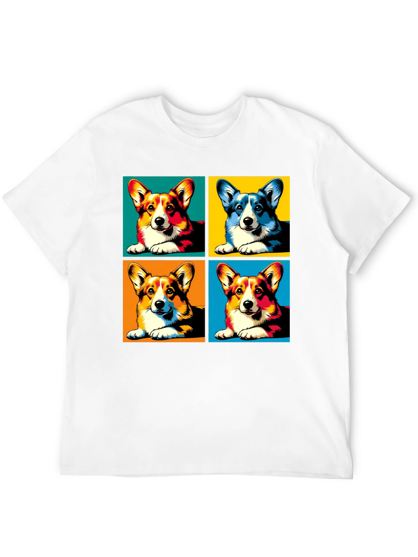 Black Pop Art Corgi Dog T-Shirt view 12