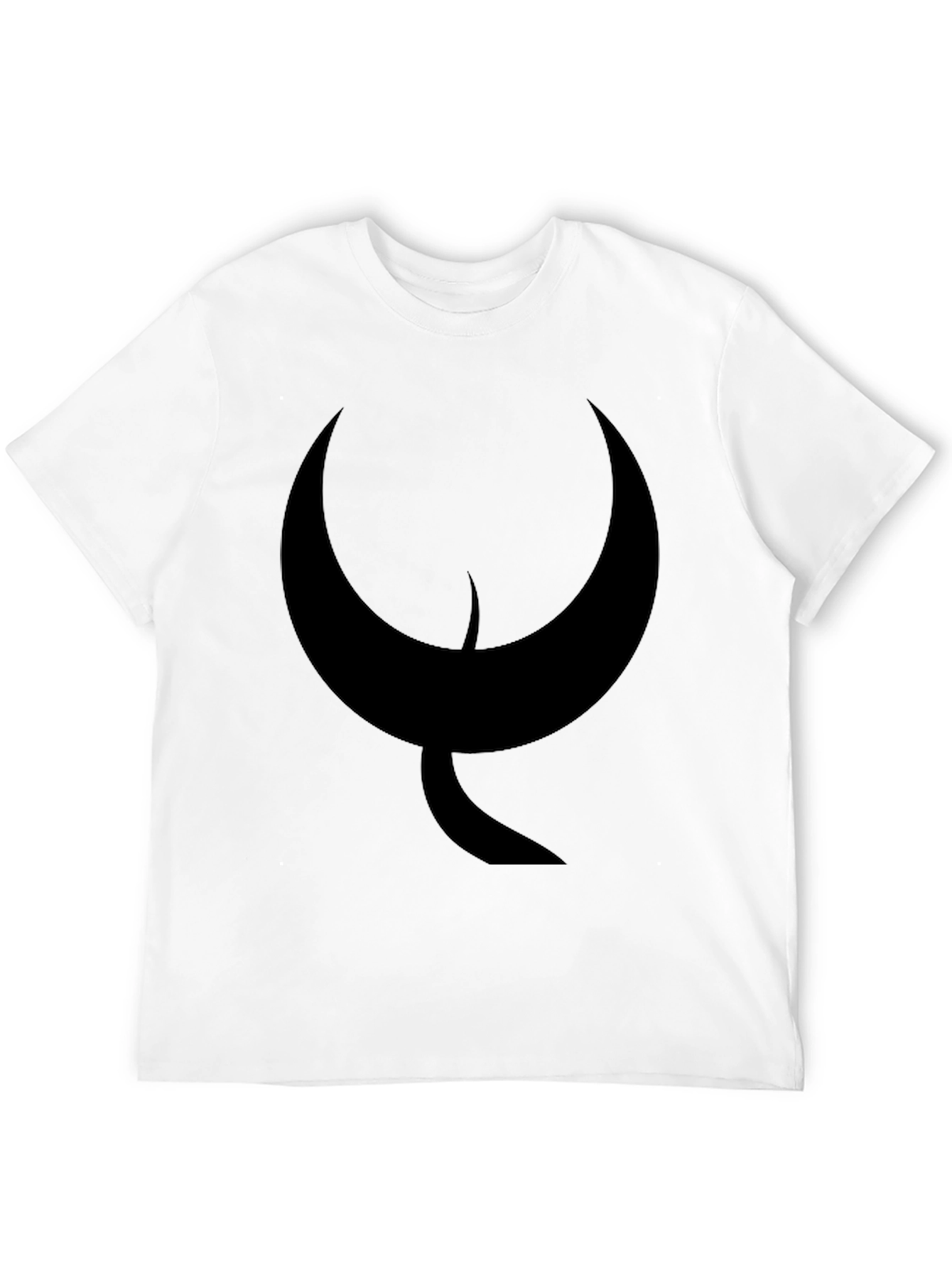 Black Men's Black T-Shirt with Abstract Crescent Moon Design view 12