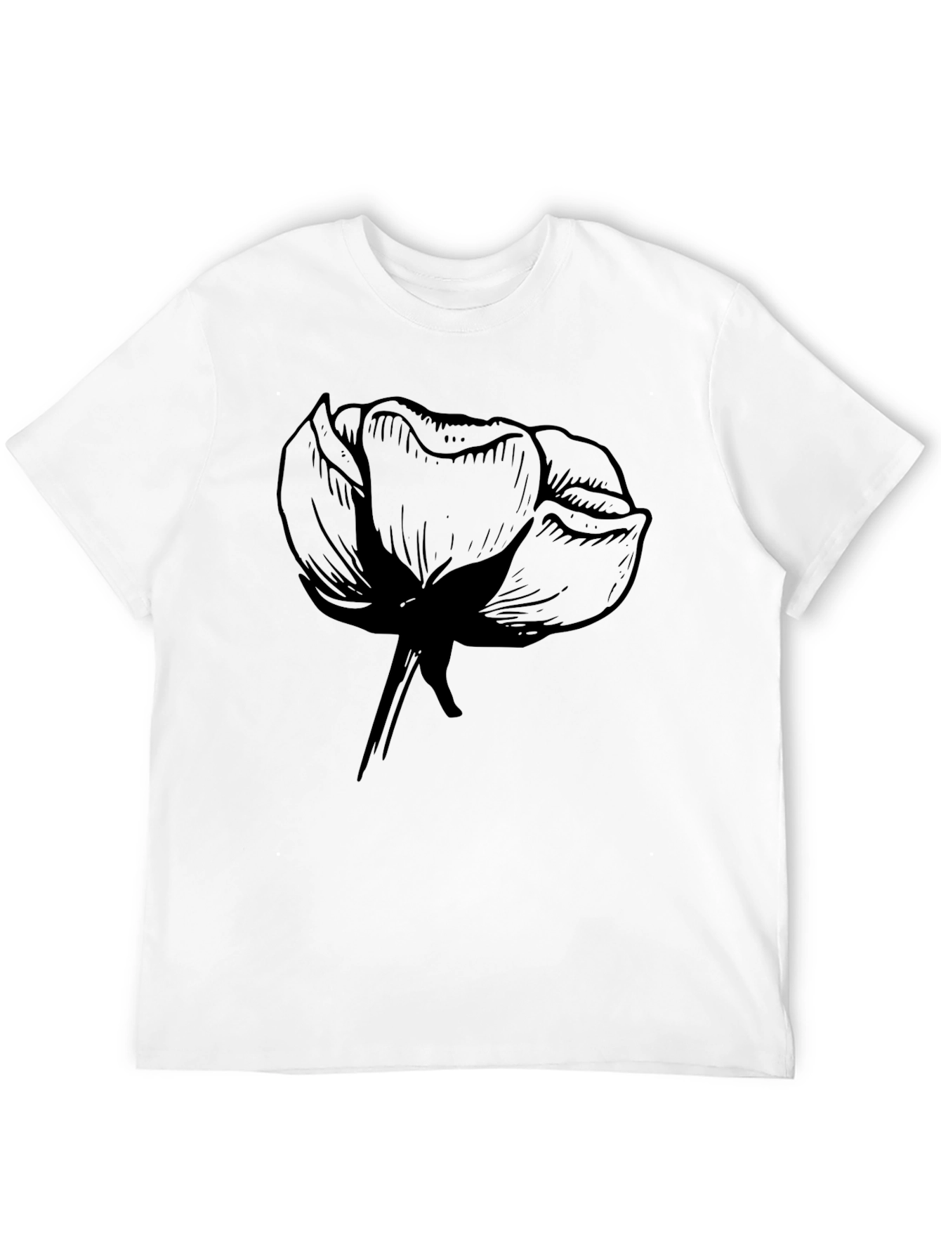 Black Men's Black Graphic Tee - Floral Design view 12