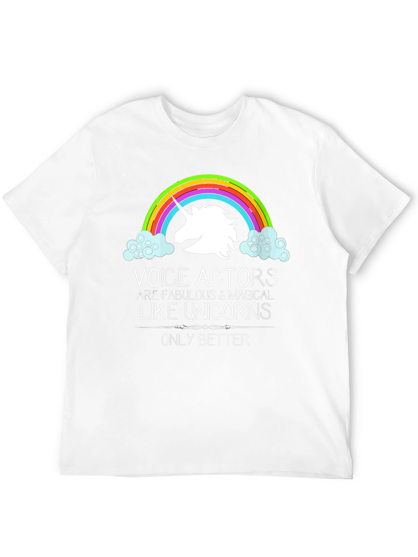 Black Voice Actors Unicorn Graphic T-Shirt view 12