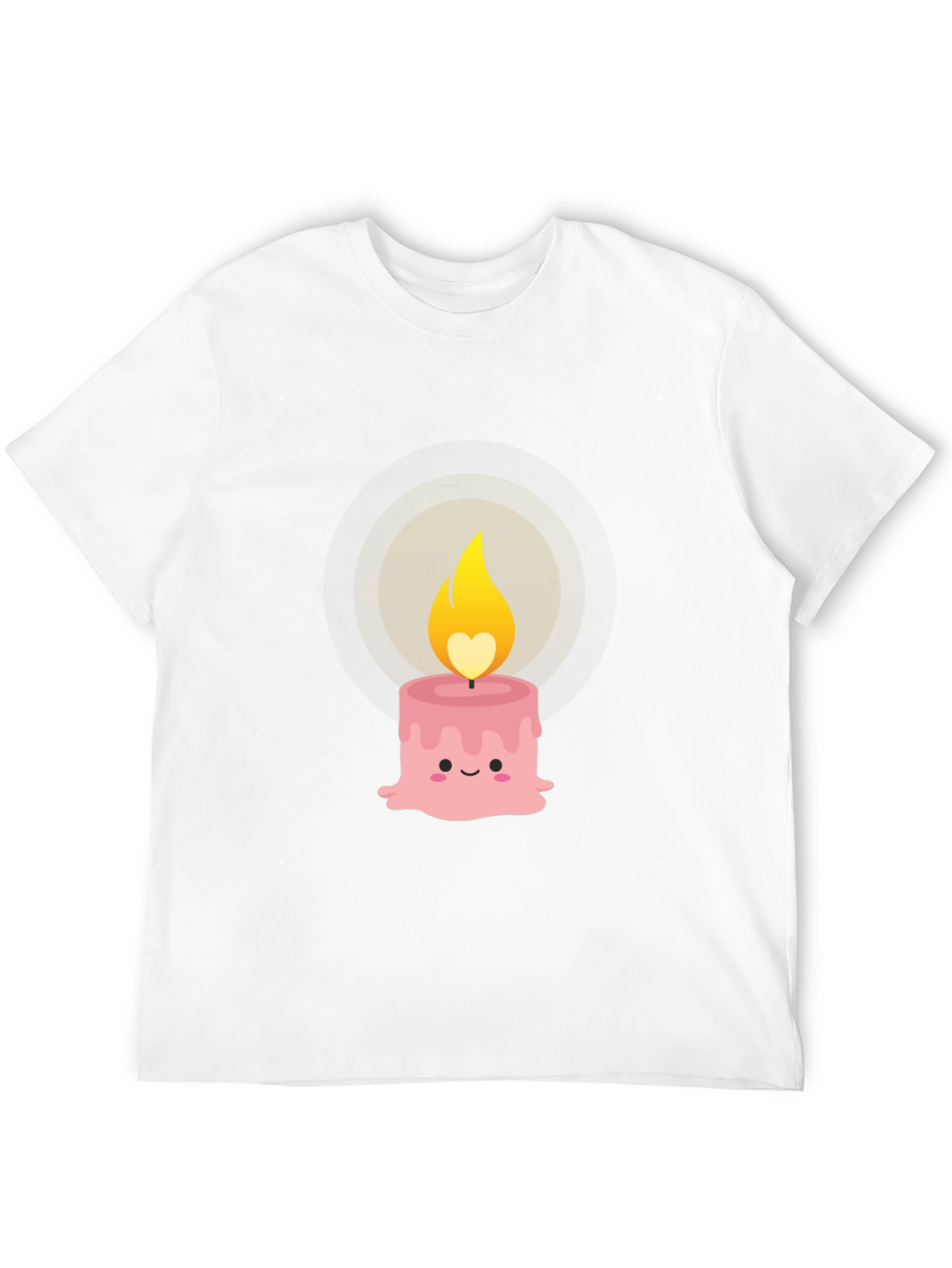 Black Cute Kawaii Candle Graphic Tee - Black Cotton T-Shirt view 12
