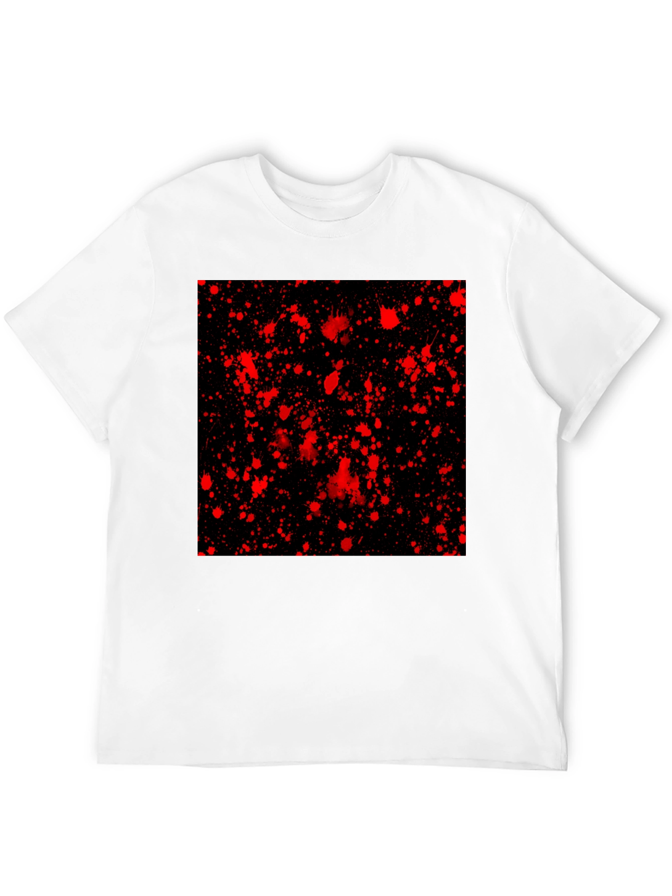 Black Edgy Black T-Shirt with Red Splatter Design view 12