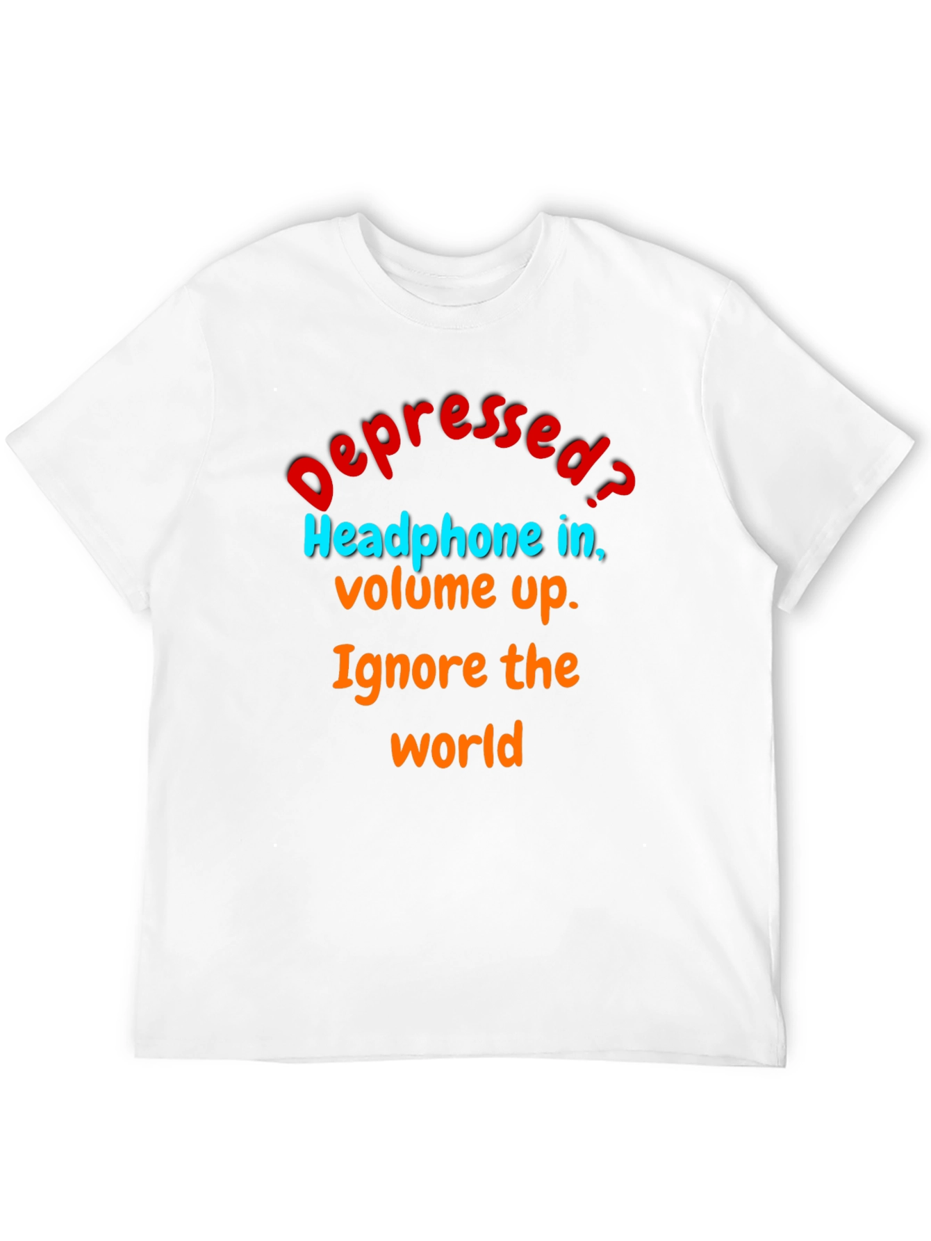 Black Depressed? Ignore the World T-Shirt view 12