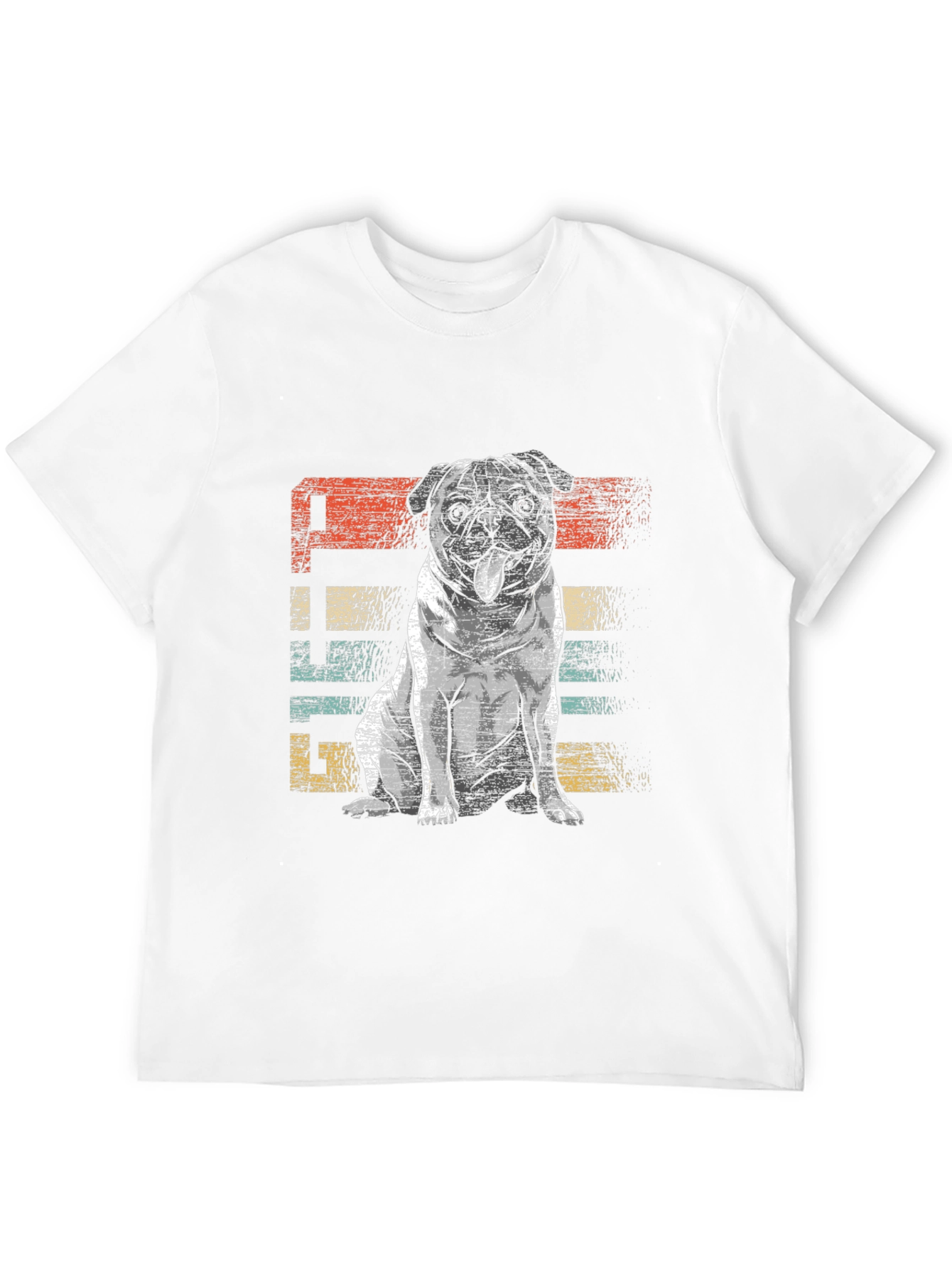 Black Retro Pug Graphic Tee - Unisex Black T-Shirt view 12