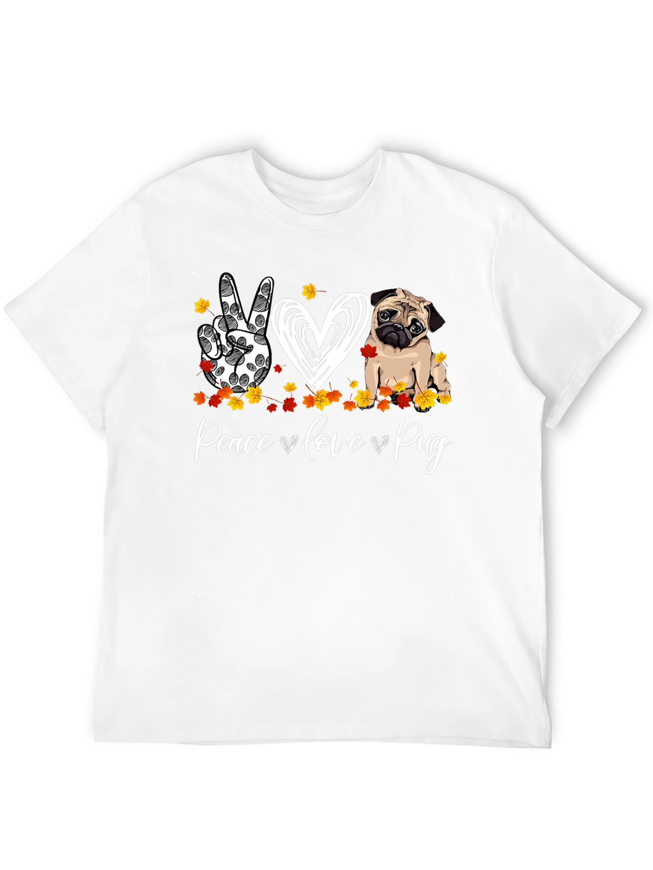 Peace Love Pug Graphic T-Shirt - 12