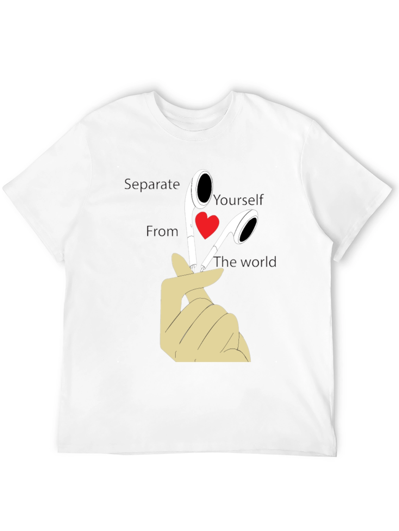 Black Heart Headphones Graphic T-Shirt - Separate Yourself view 12