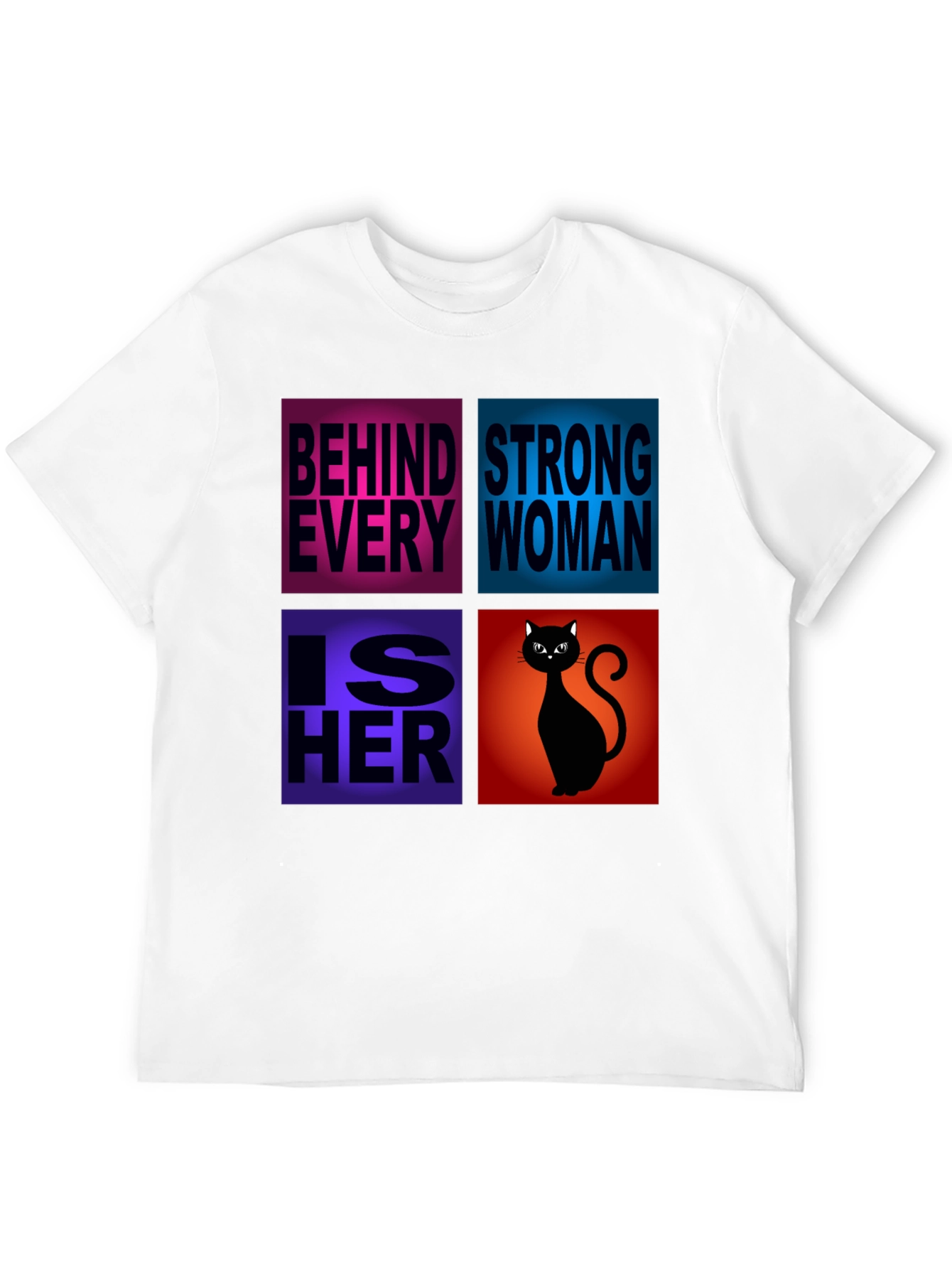 Black Behind Every Strong Woman Cat T-Shirt view 12