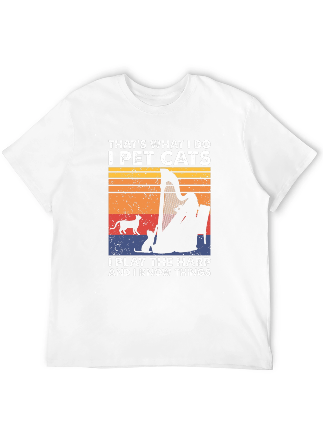 Black Pet Cats & Harp Player Graphic T-Shirt view 12