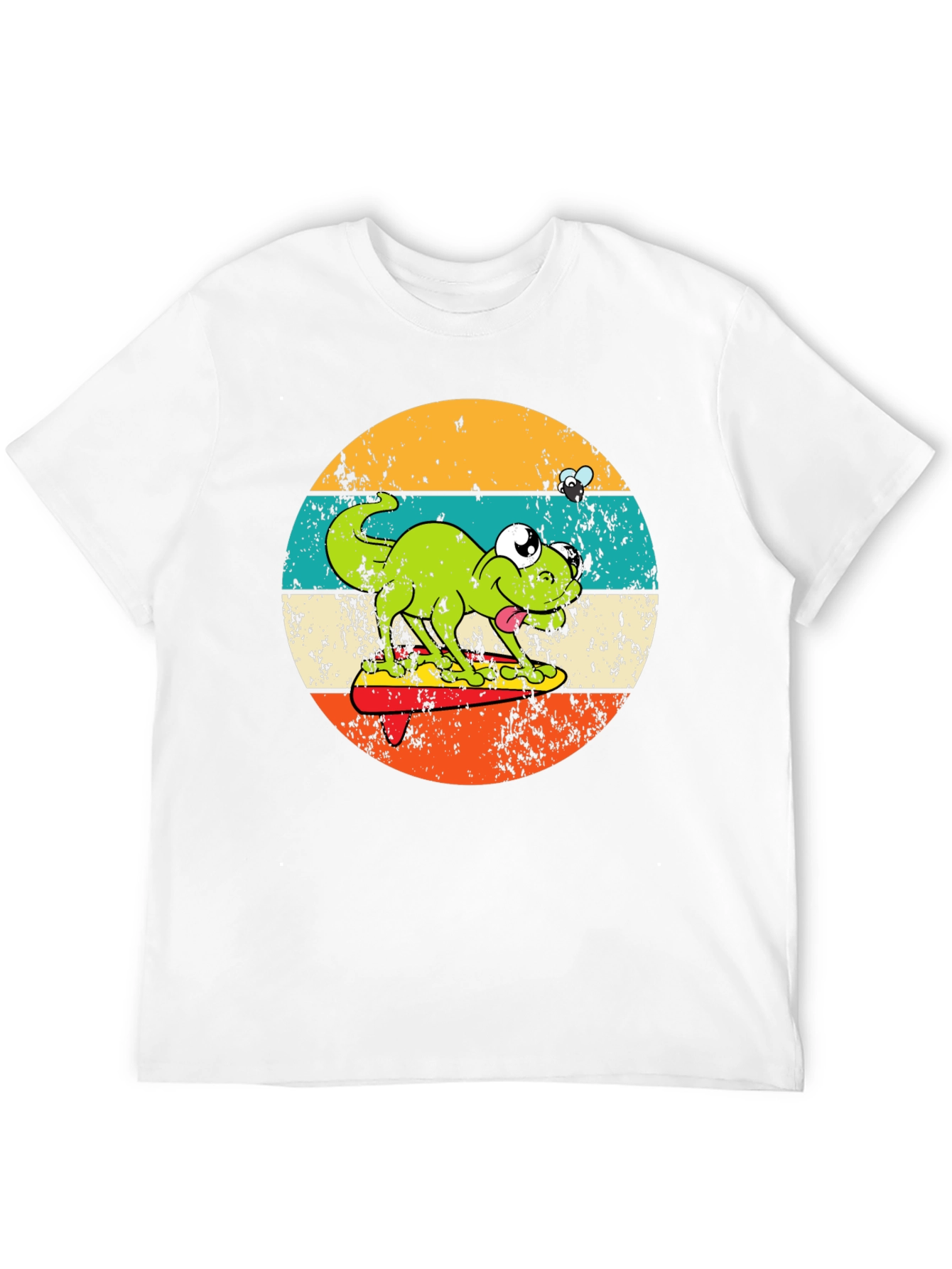 Black Retro Frog Surfing T-Shirt - Unique Graphic Tee view 12