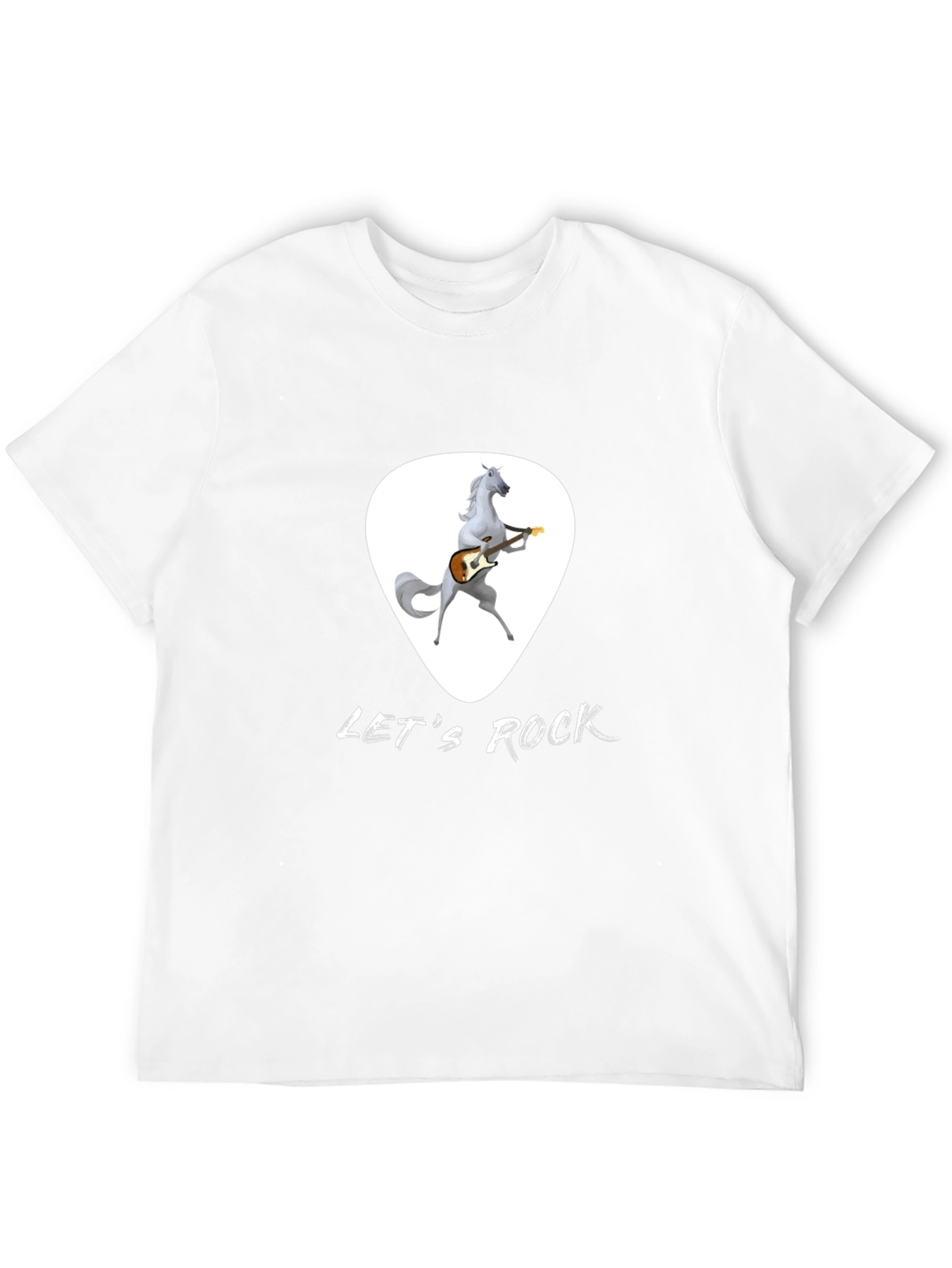 Black Let's Rock Horse Guitarist Black T-Shirt view 12