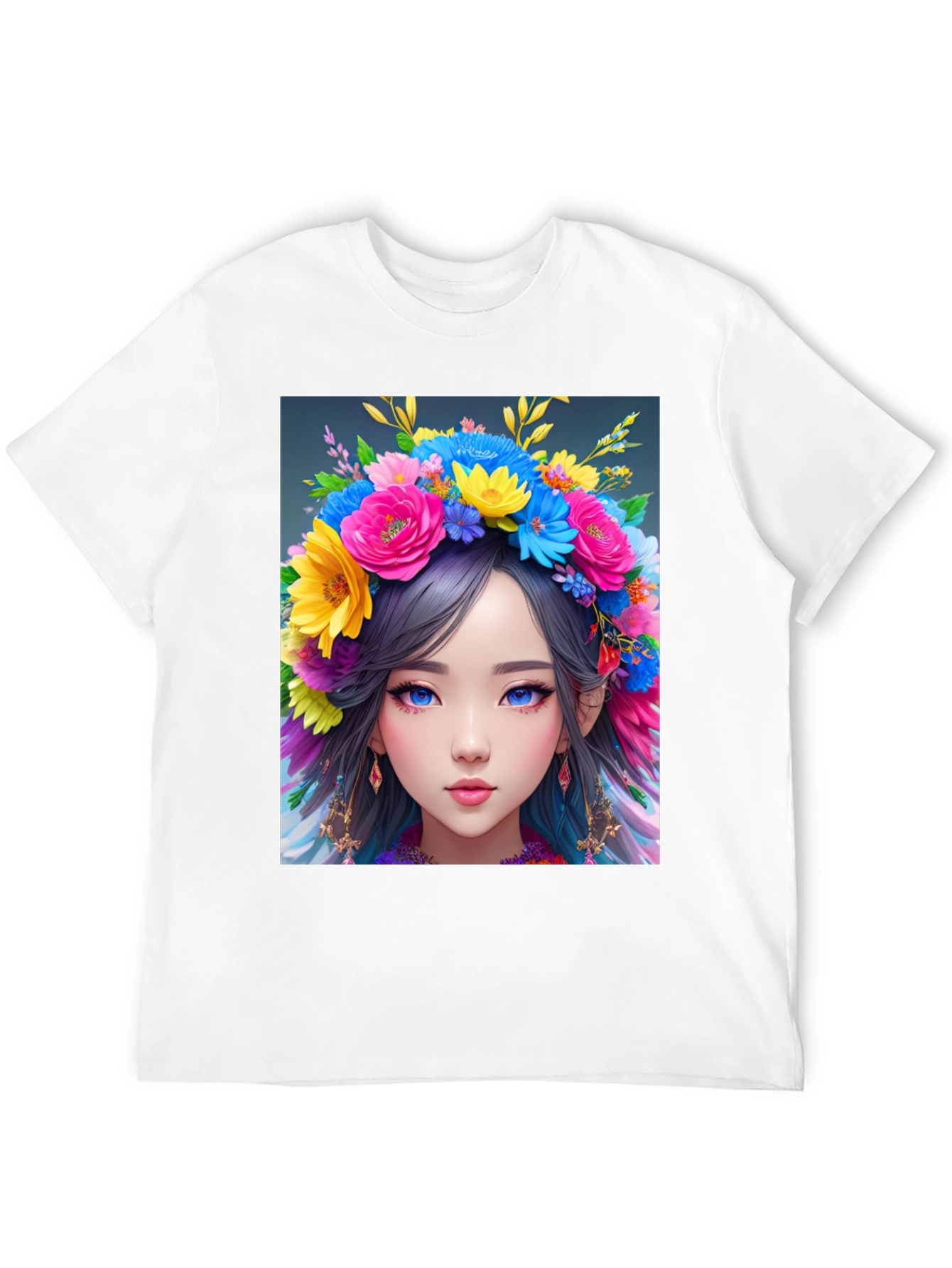 Black Floral Crown Girl Graphic T-Shirt view 12