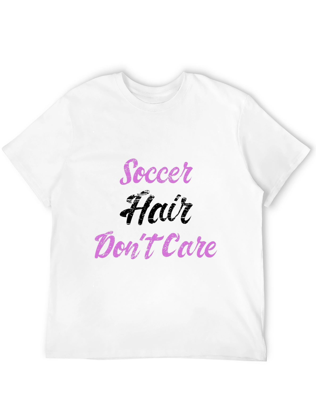 Black Soccer Hair Don't Care T-Shirt view 12