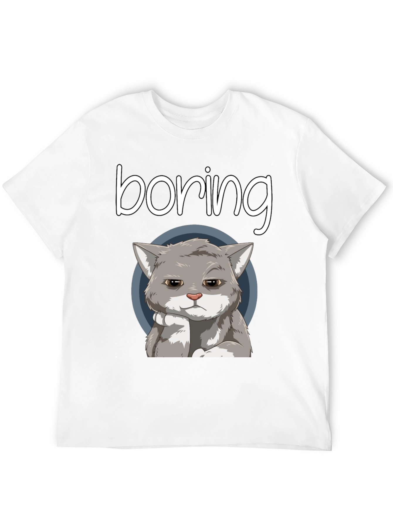 Black Boring Cat T-Shirt - Funny Graphic Tee view 12