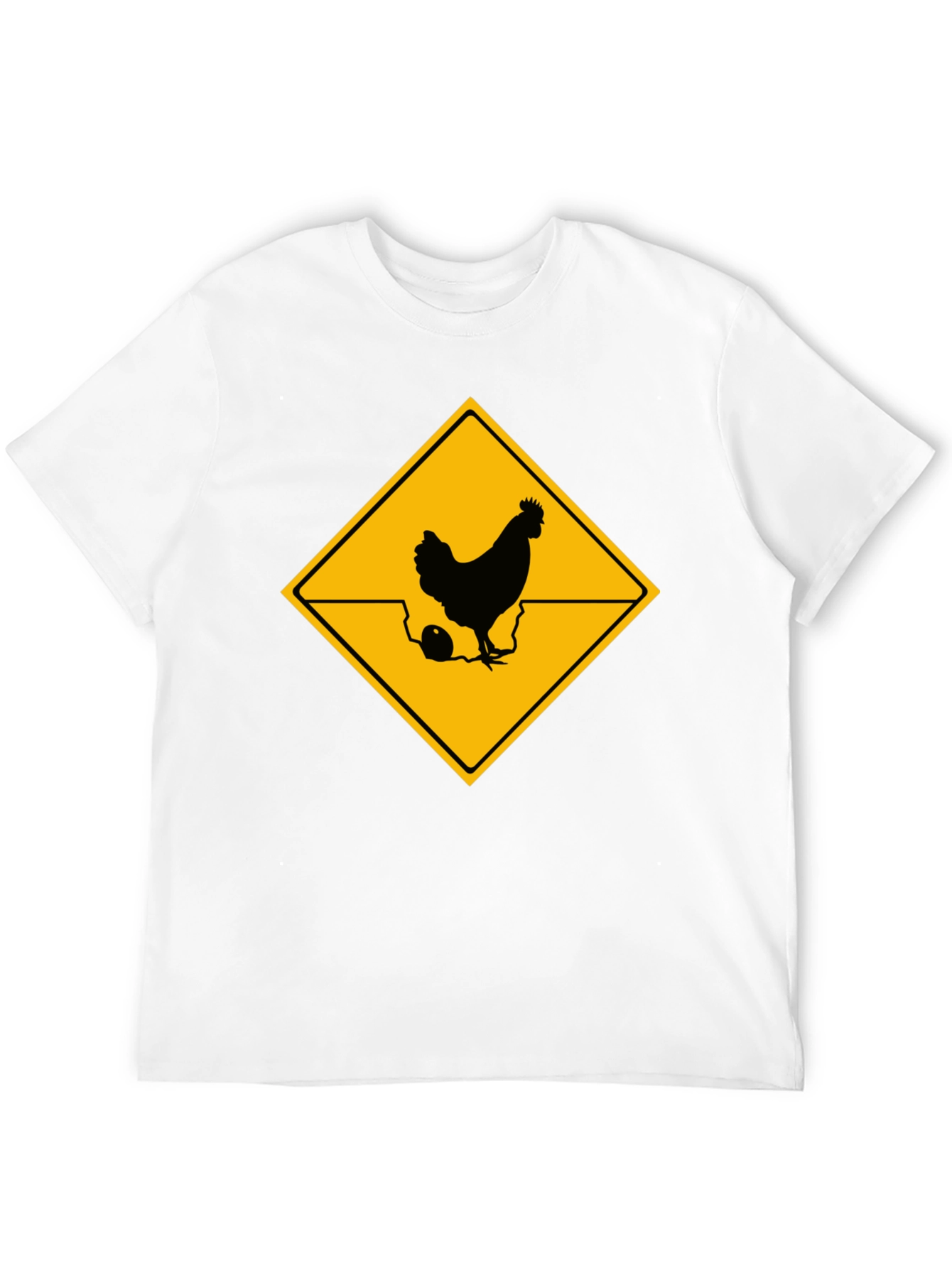 Black Chicken Crossing T-Shirt - Novelty Graphic Tee view 12