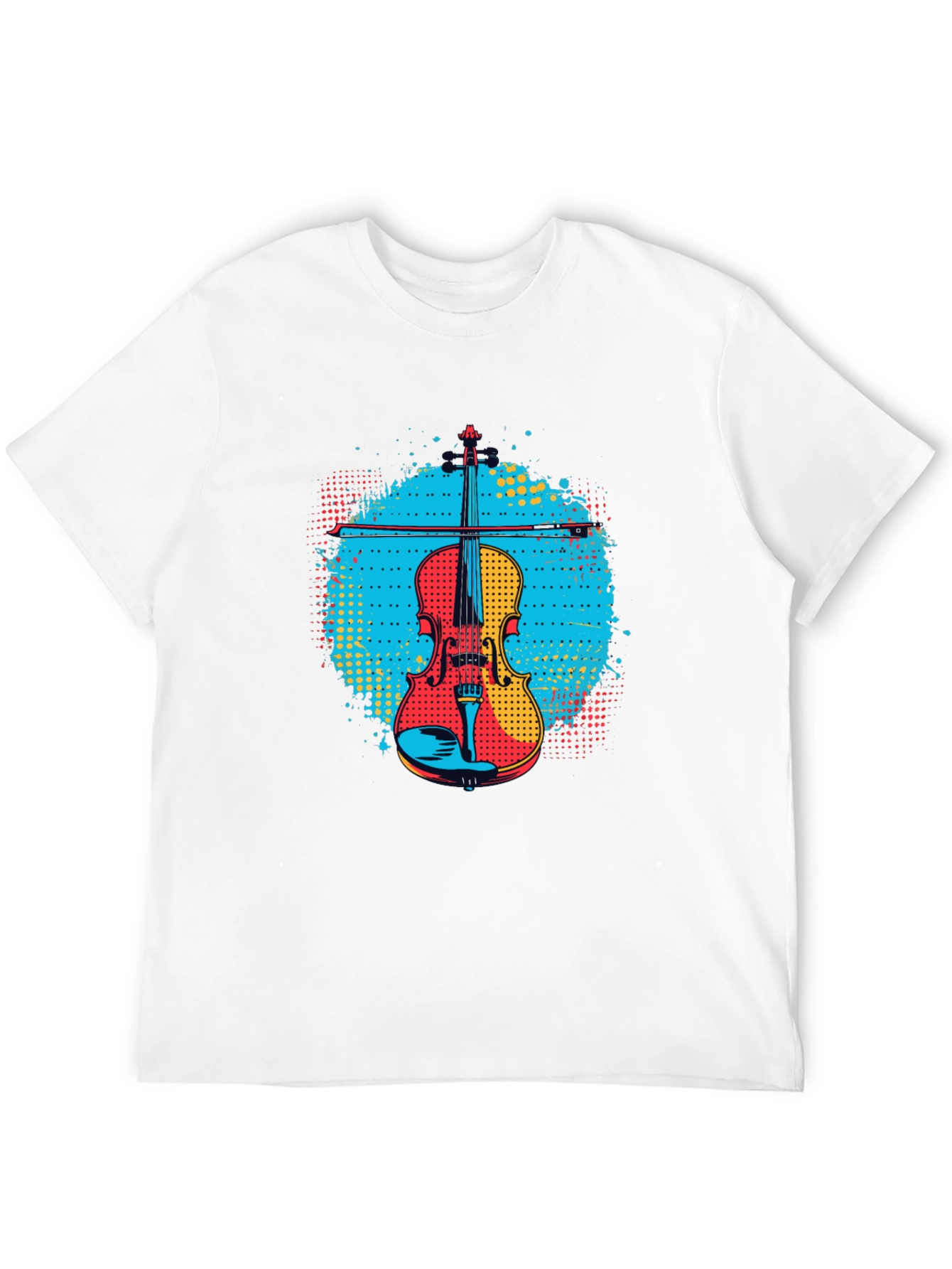 Black Colorful Violin Graphic Tee - Music Lover Shirt view 12