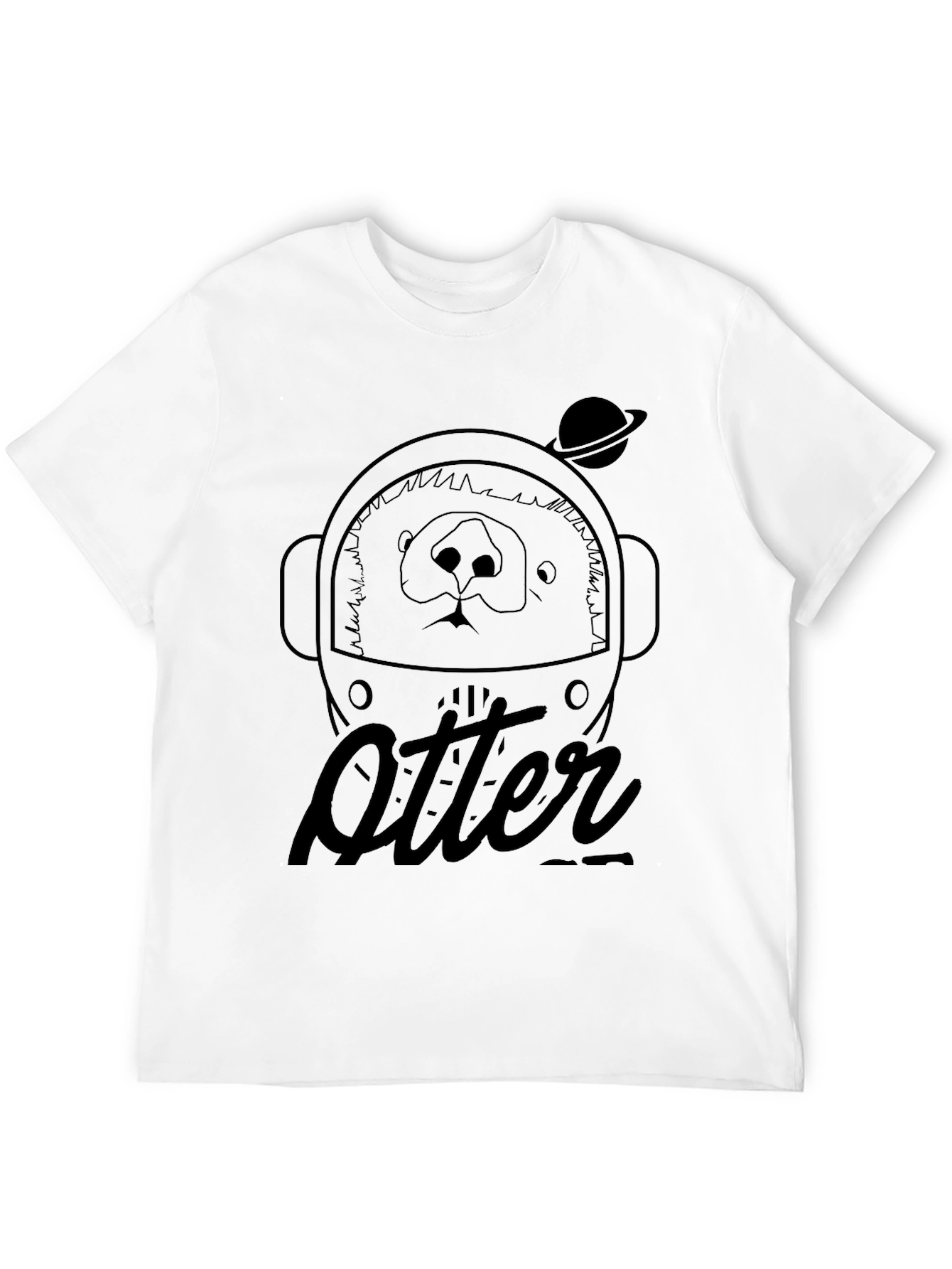 Black Otter Astronaut Black Graphic T-Shirt view 12